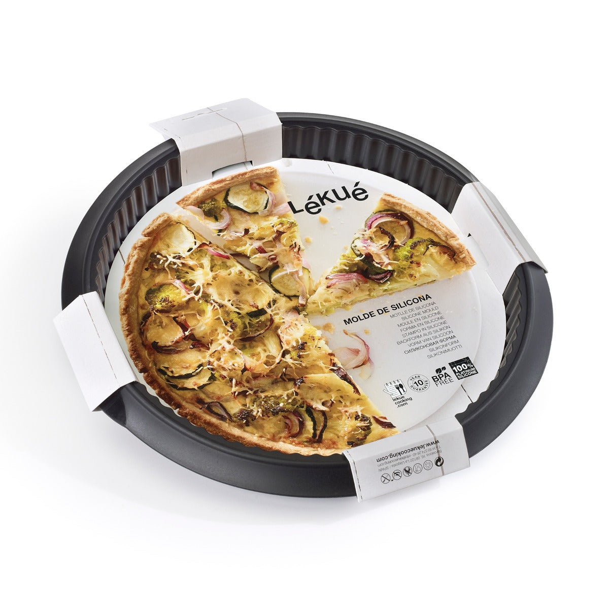 Lékué Quiche Mould with Ceramic Plate 28cm/1.5L Red