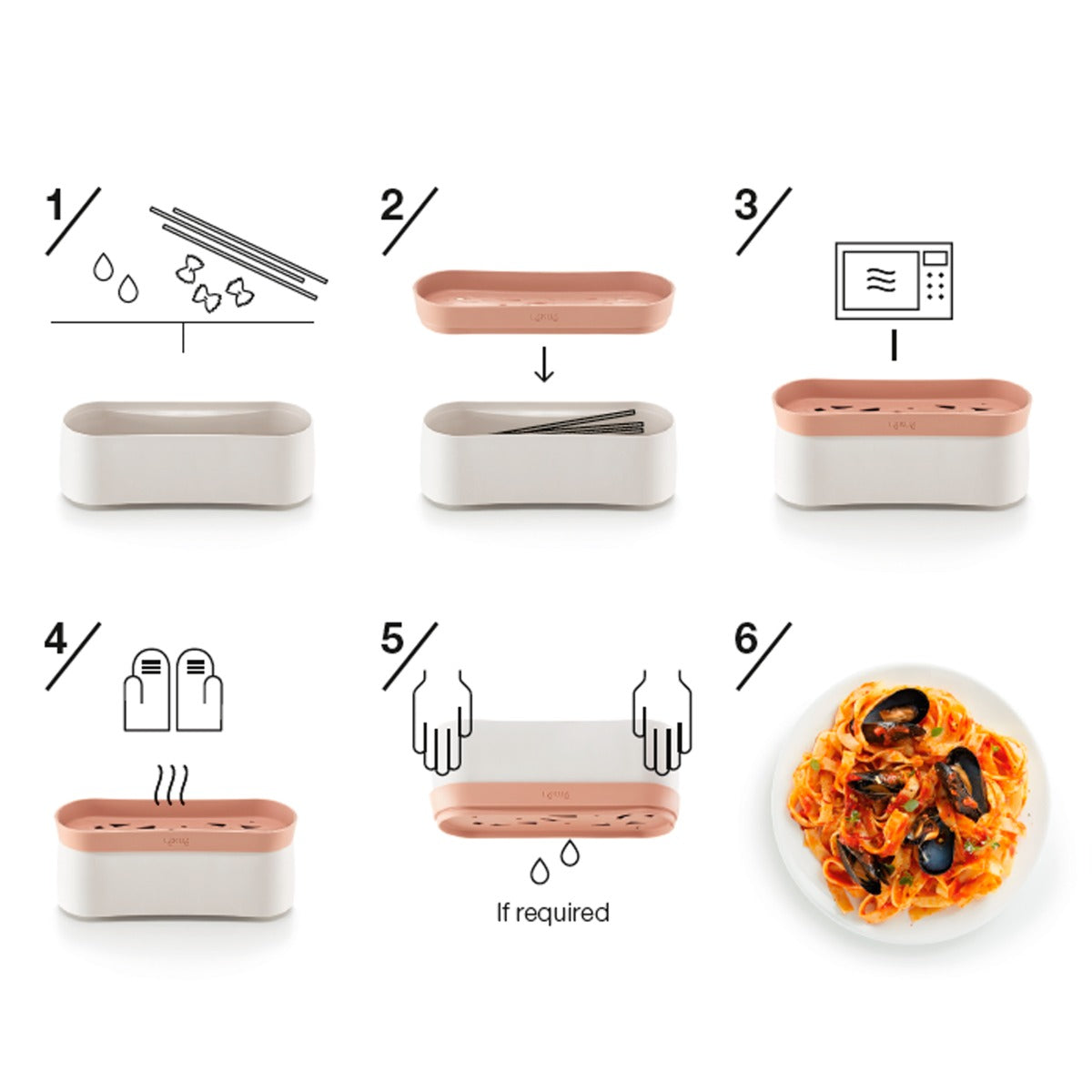 Lékué Quick Pasta Recipes Cooker 1.5L Terracotta Pink