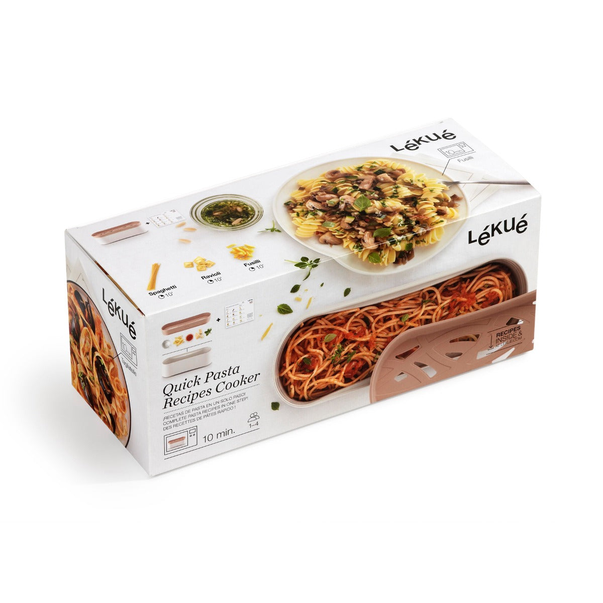 Lékué Quick Pasta Recipes Cooker 1.5L Terracotta Pink