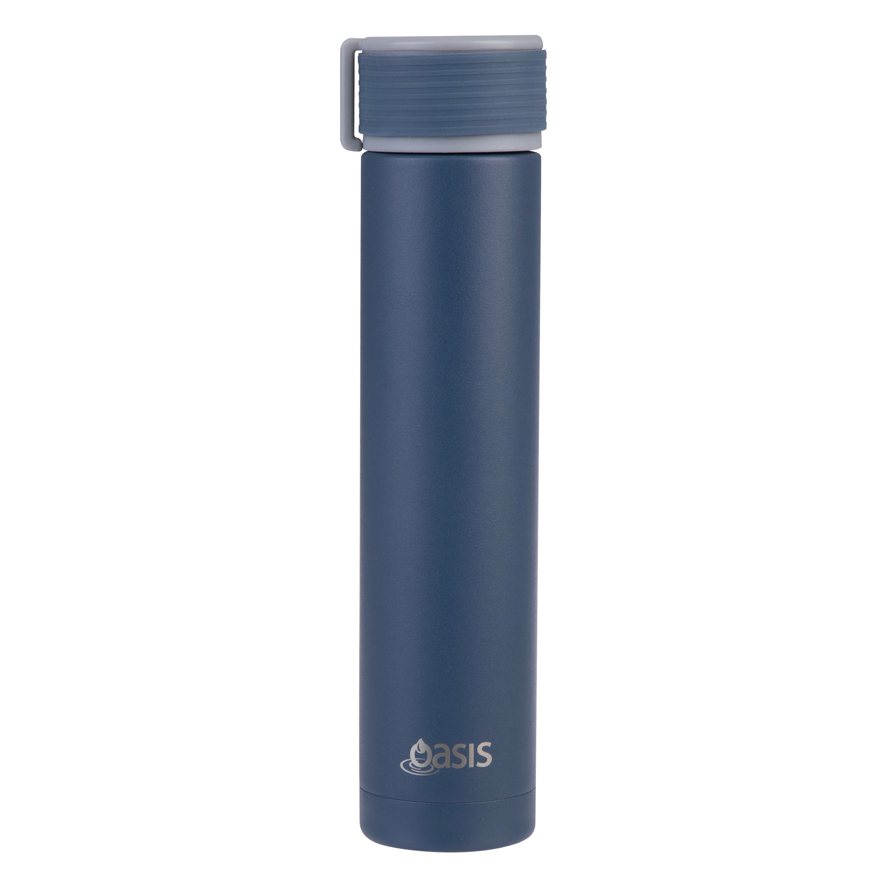 Oasis Skinny Mini Double Wall Drink Bottle with Powdercoat 250ml - Indigo