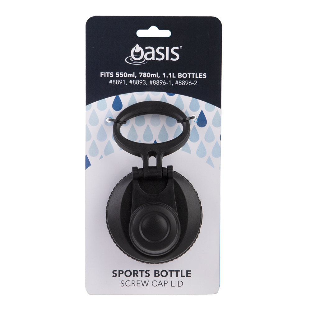 Oasis Screw Cap Sports Bottle Lid - Black
