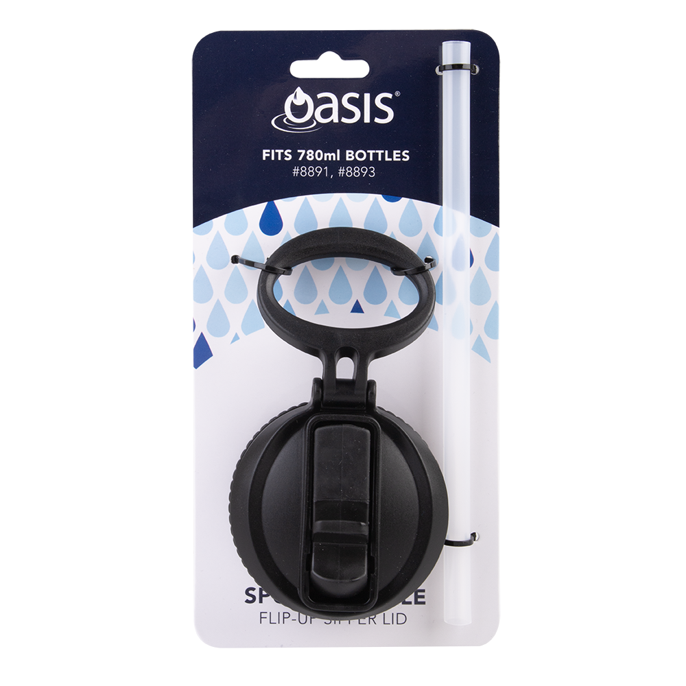 Oasis Sipper Lid & Straw Set Only for Sports Bottle - Black
