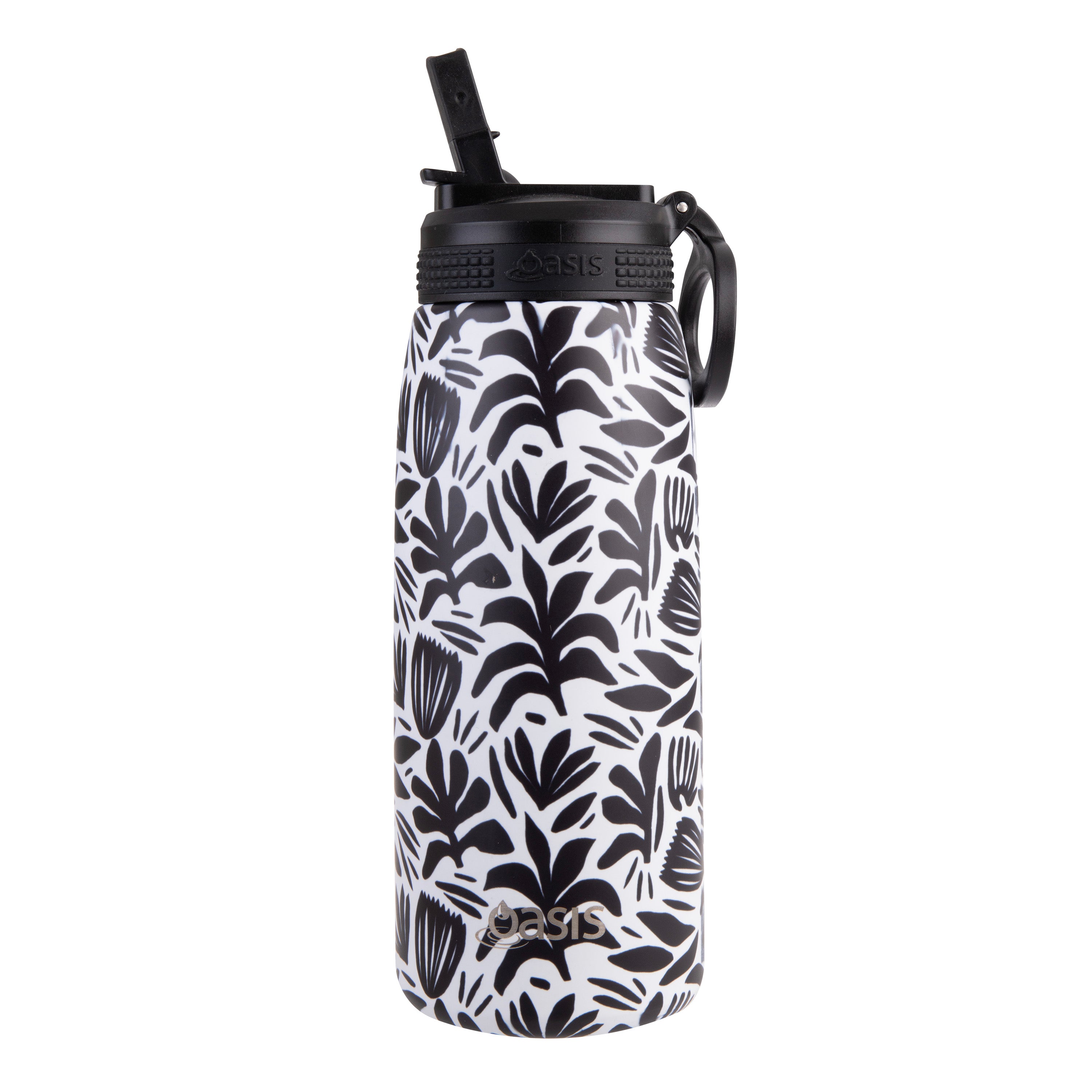 Oasis Double Wall Sports Bottle with Sipper Straw 780ml - Mono. Blooms