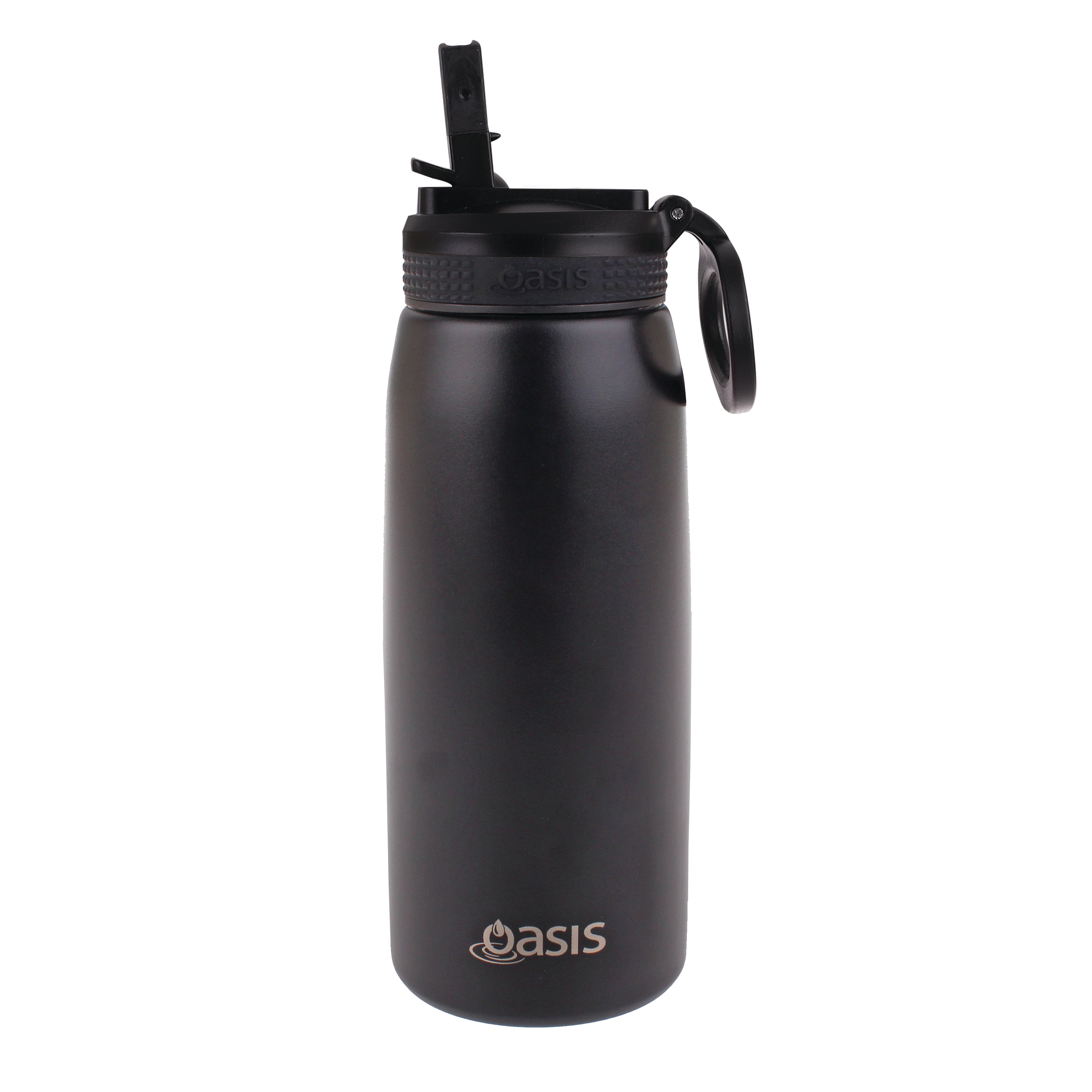 Oasis Double Wall Sports Bottle with Sipper Straw 780ml - Black