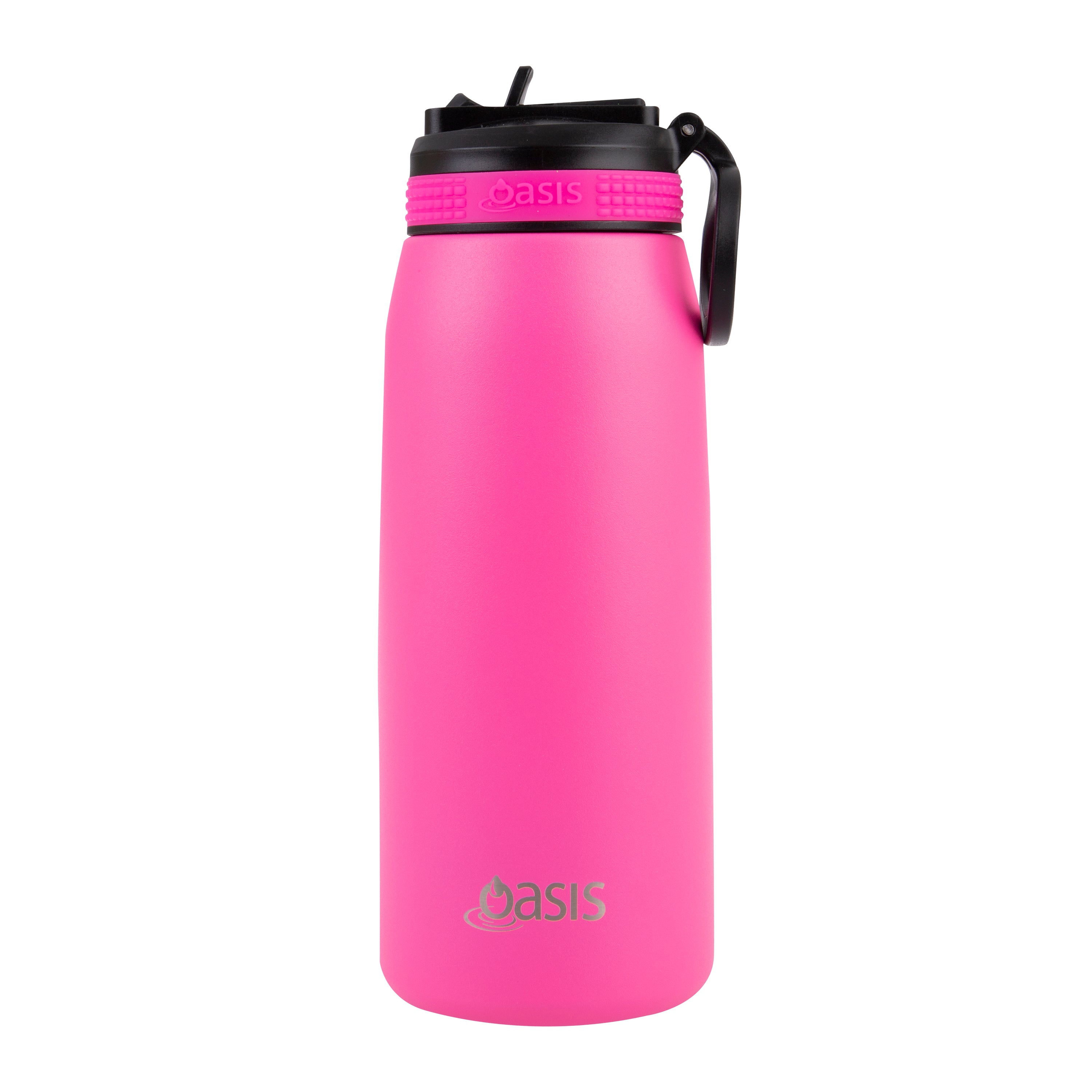 Oasis Double Wall Sports Bottle with Sipper Straw 780ml - Neon Pink