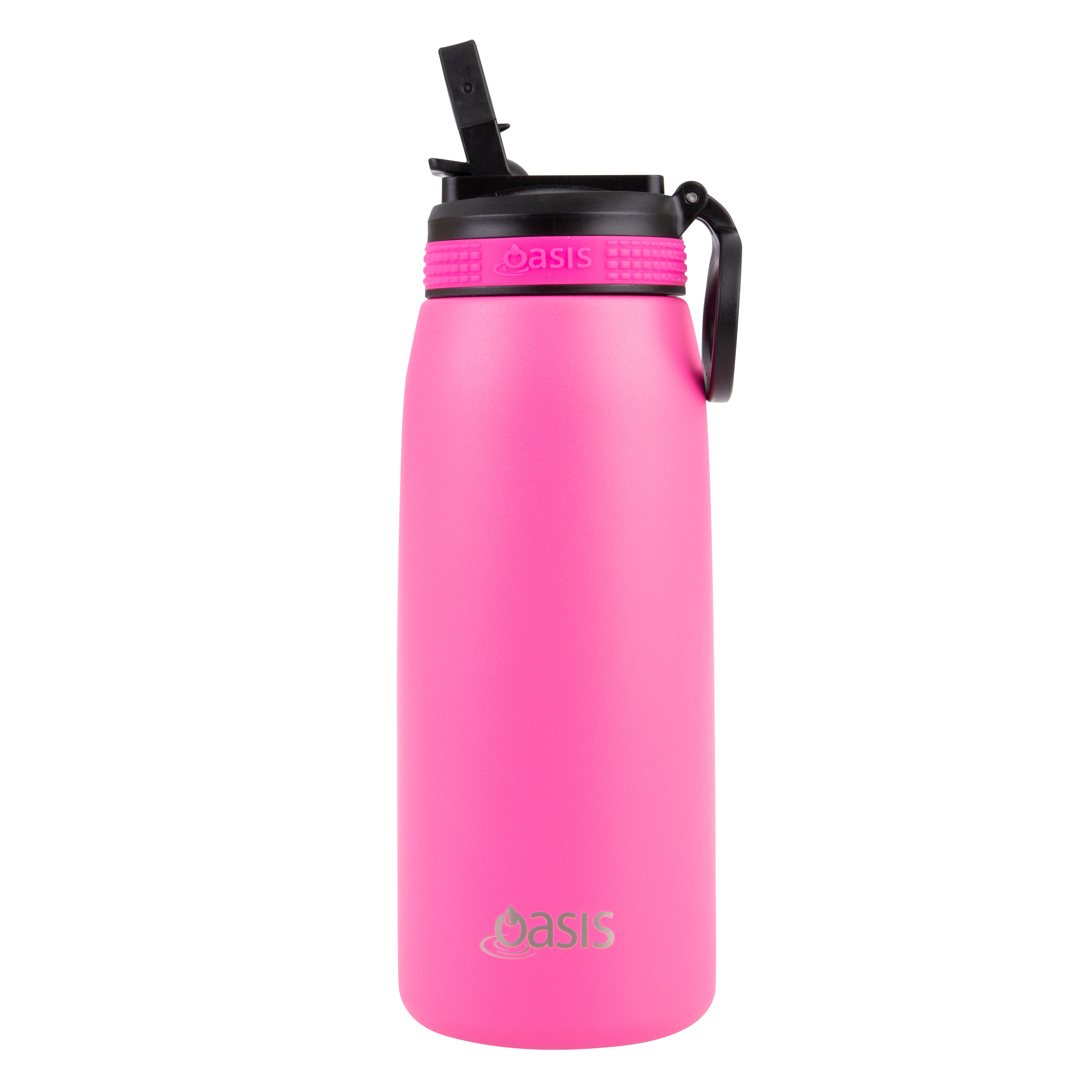 Oasis Double Wall Sports Bottle with Sipper Straw 780ml - Neon Pink