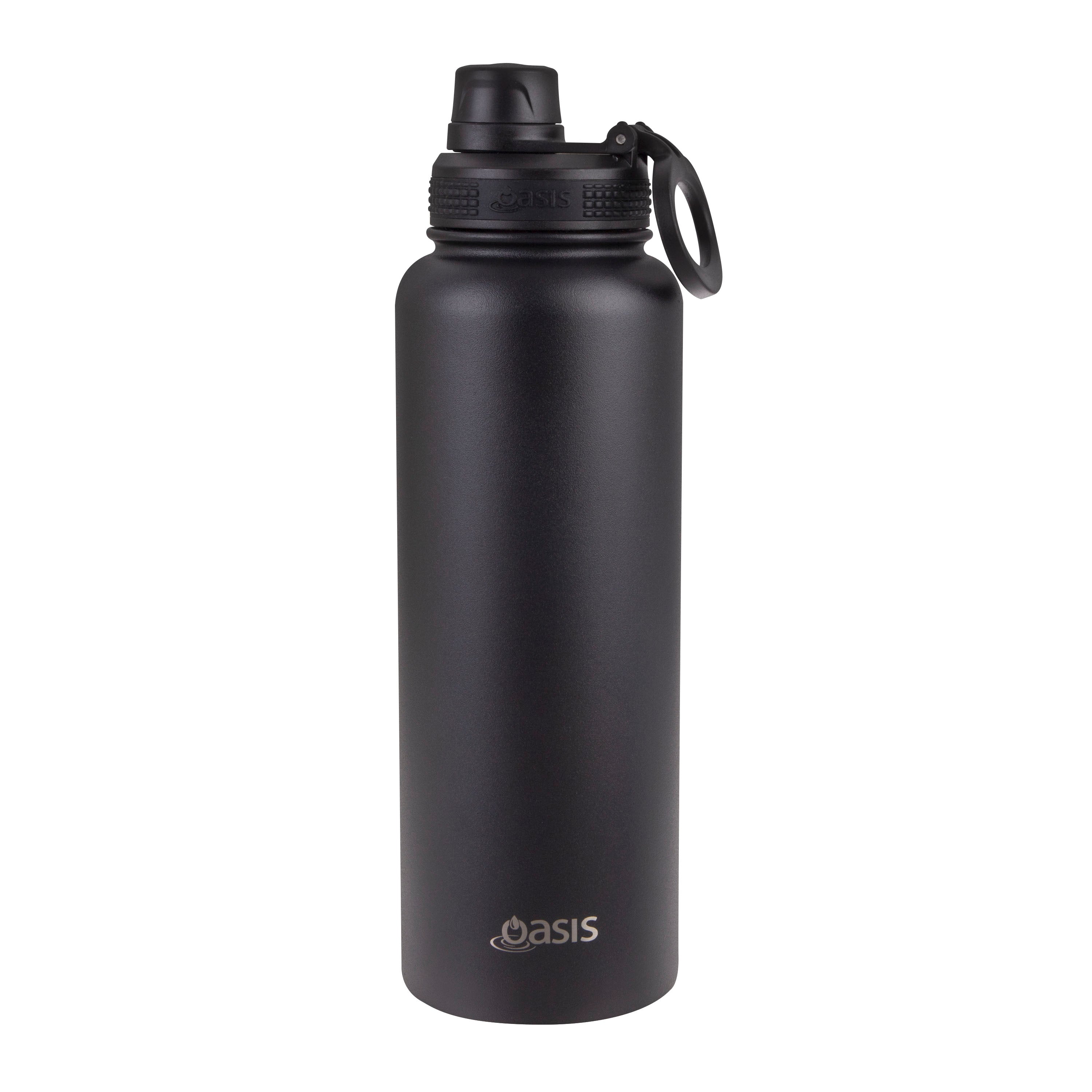 Oasis Challenger Double Wall Sports Bottle with Screw Cap 1.1L - Black