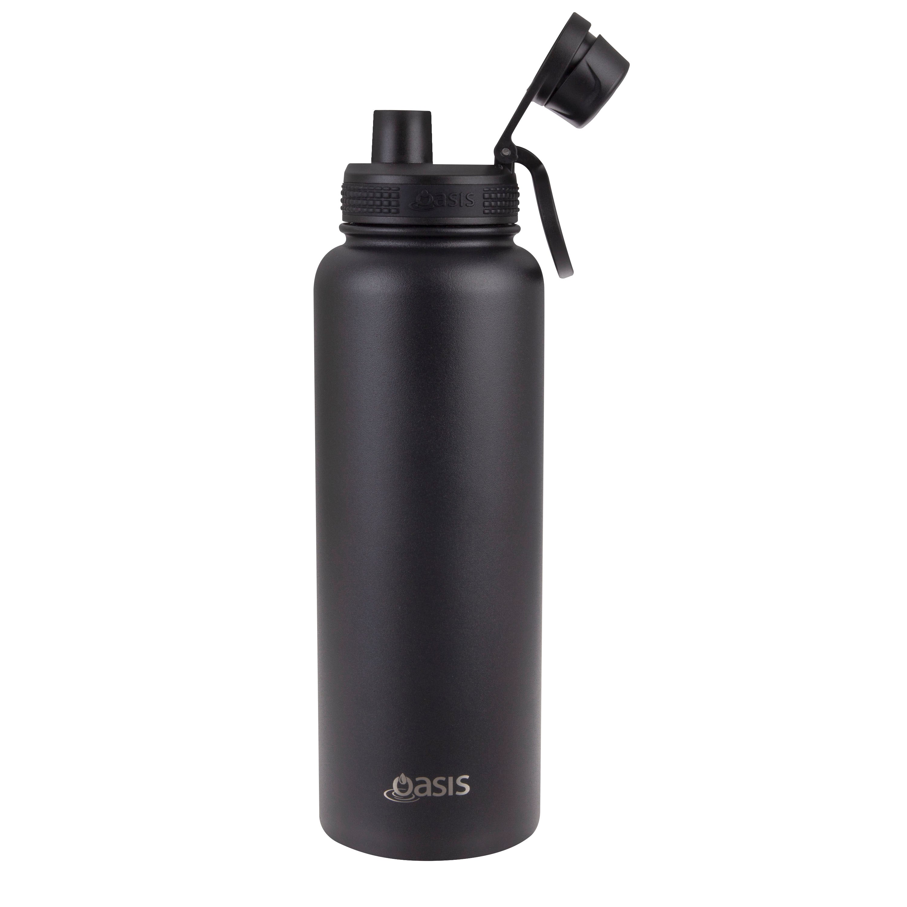 Oasis Challenger Double Wall Sports Bottle with Screw Cap 1.1L - Black