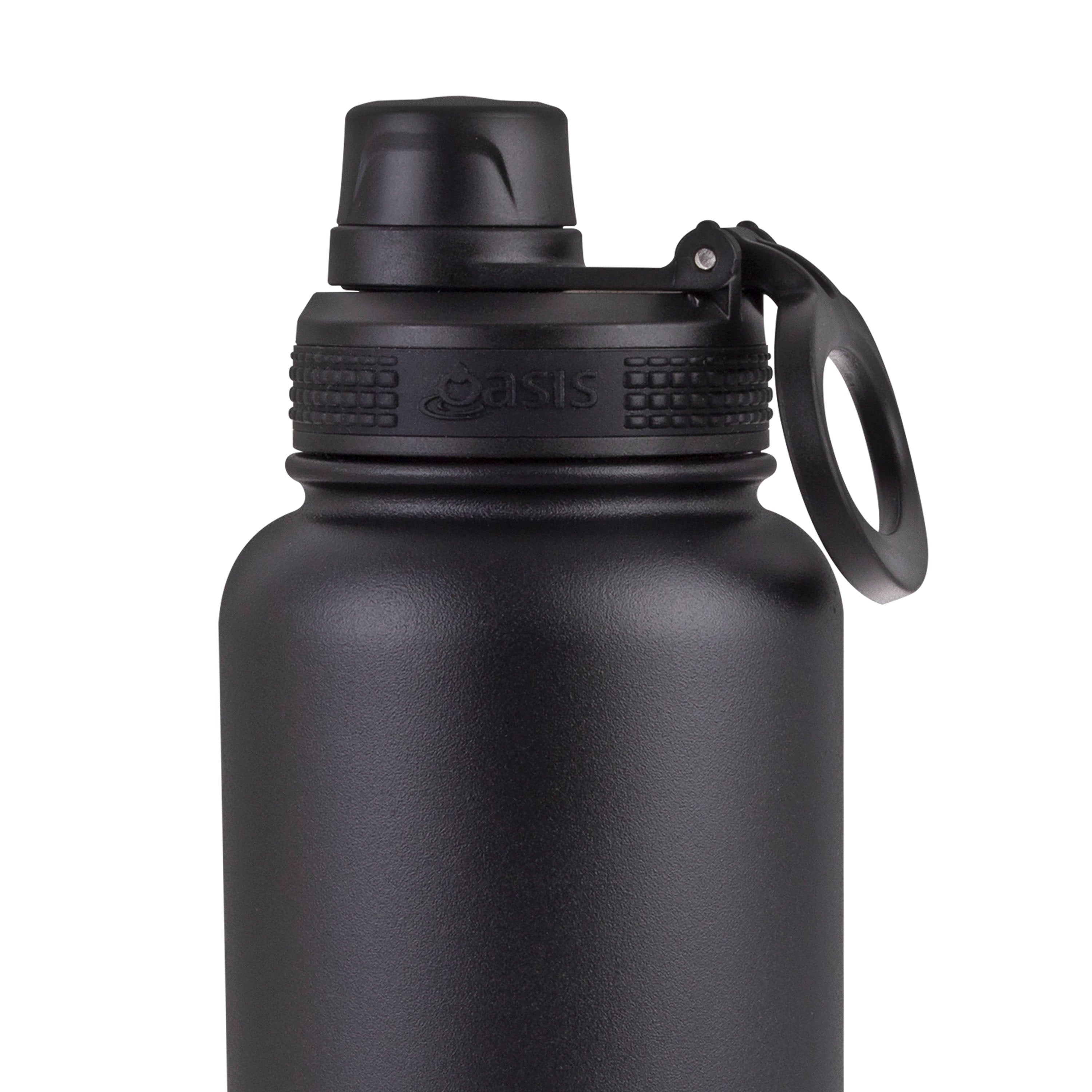 Oasis Challenger Double Wall Sports Bottle with Screw Cap 1.1L - Black