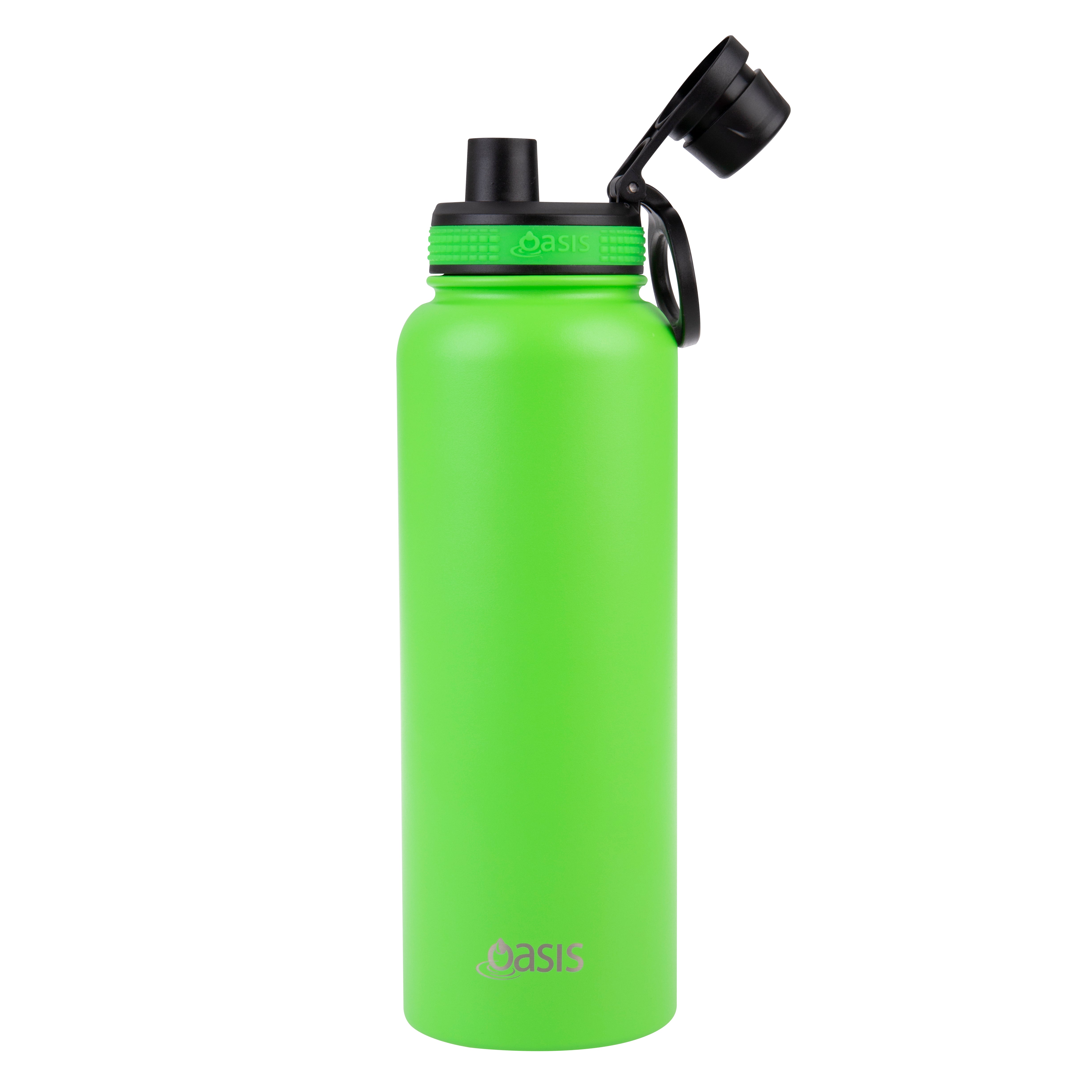 Oasis Challenger Double Wall Sports Bottle with Screw Cap 1.1L - Neon Green