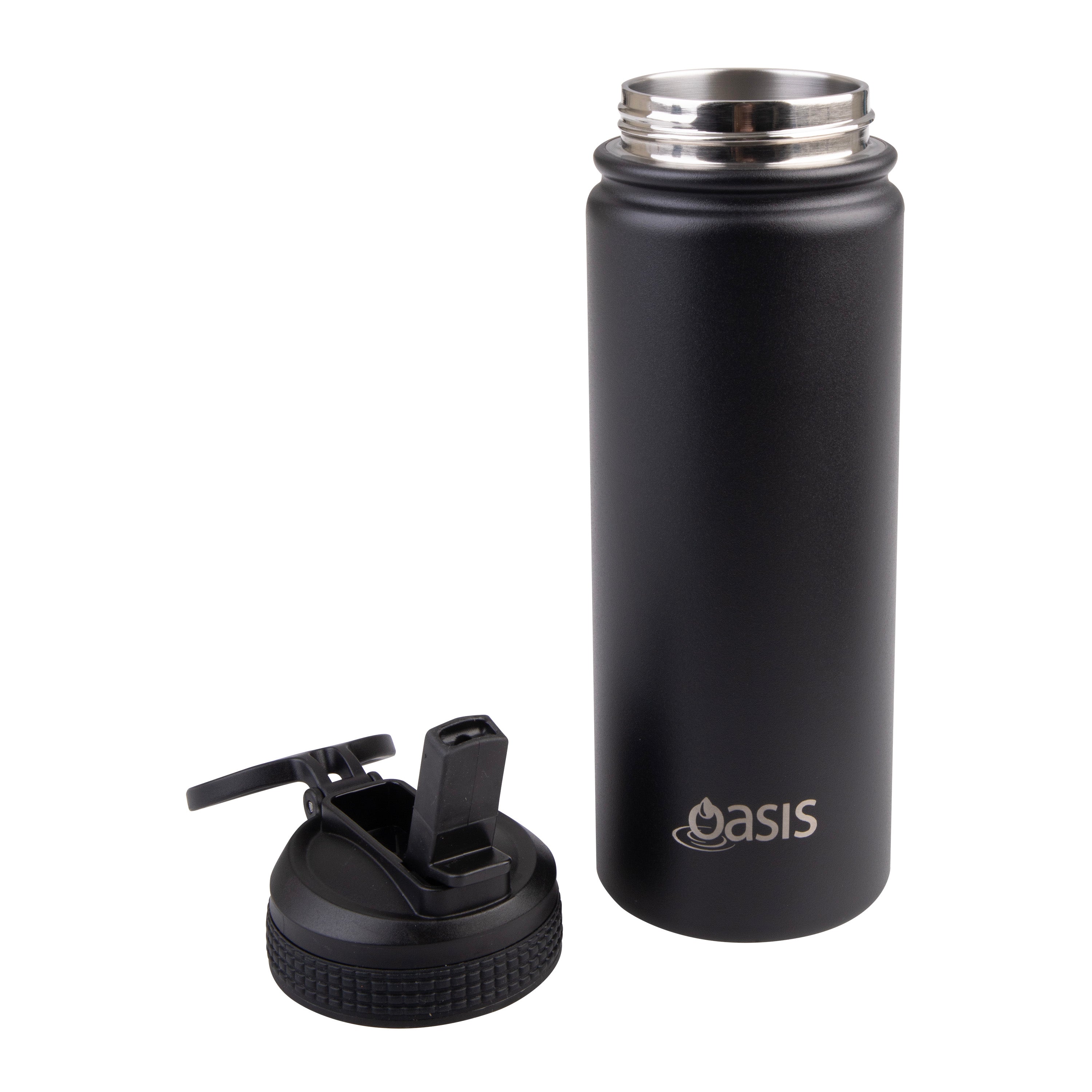 Oasis Challenger Double Wall Sports Bottle with Sipper Straw 550ml - Black