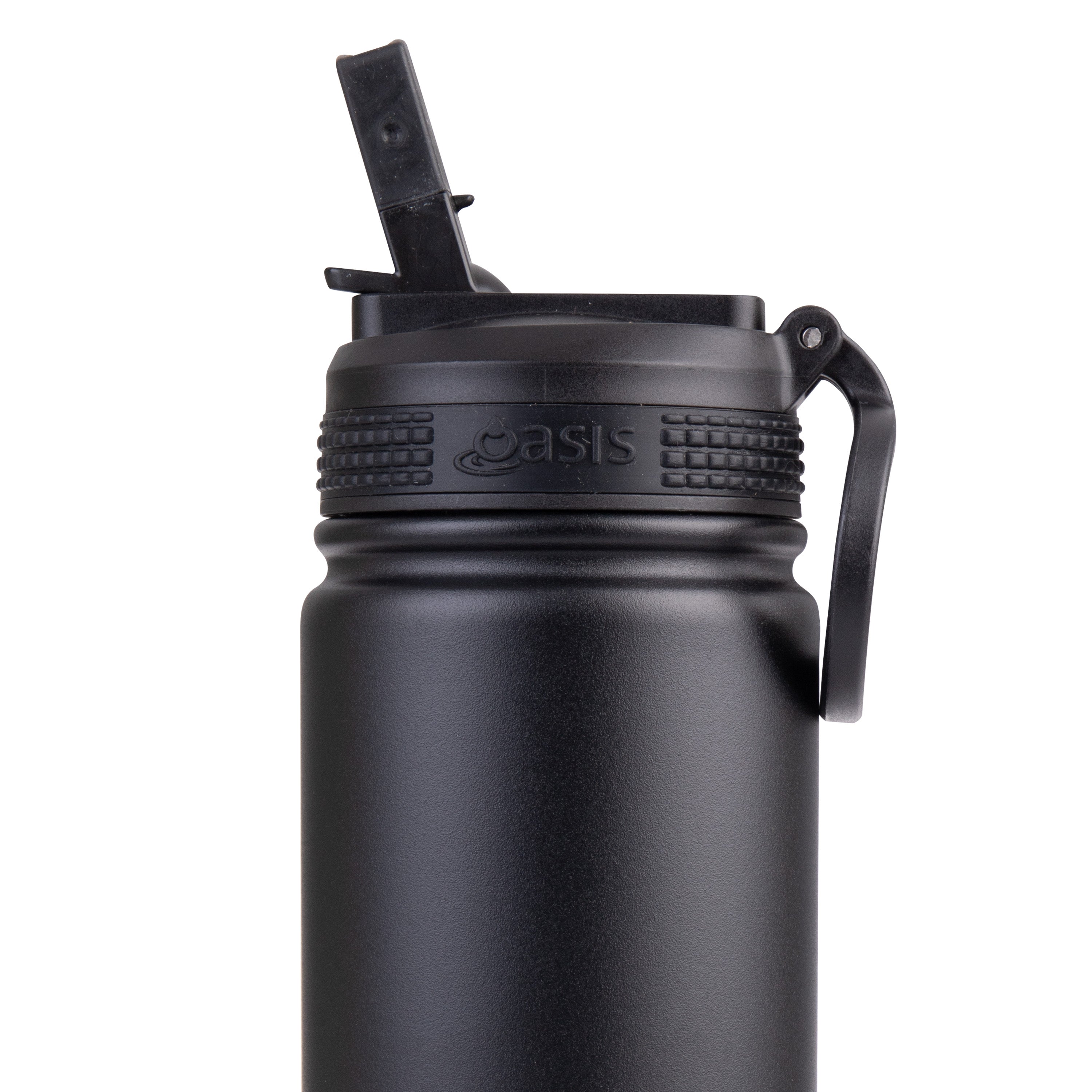 Oasis Challenger Double Wall Sports Bottle with Sipper Straw 550ml - Black