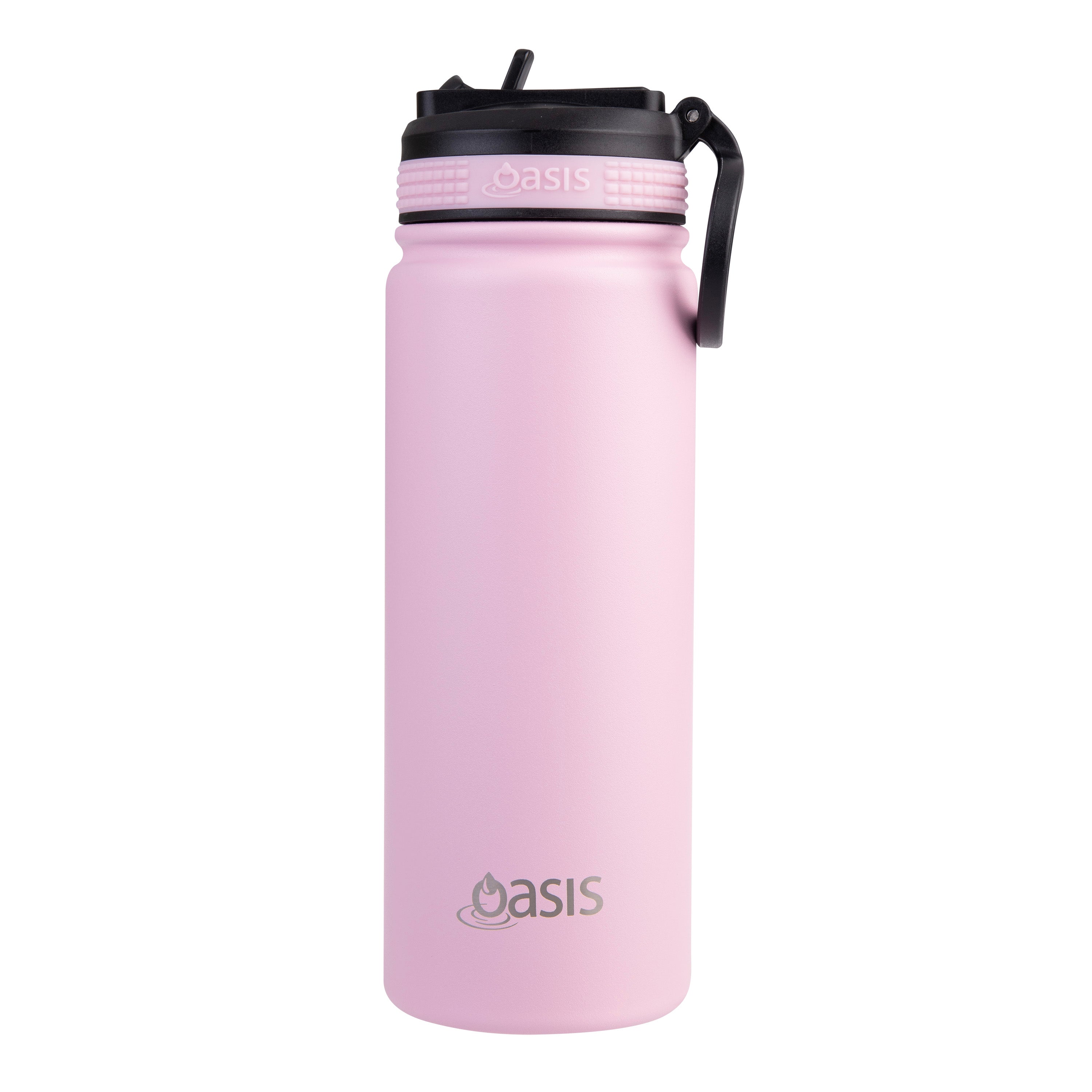 Oasis Challenger Double Wall Sports Bottle with Sipper Straw 550ml - Carnation