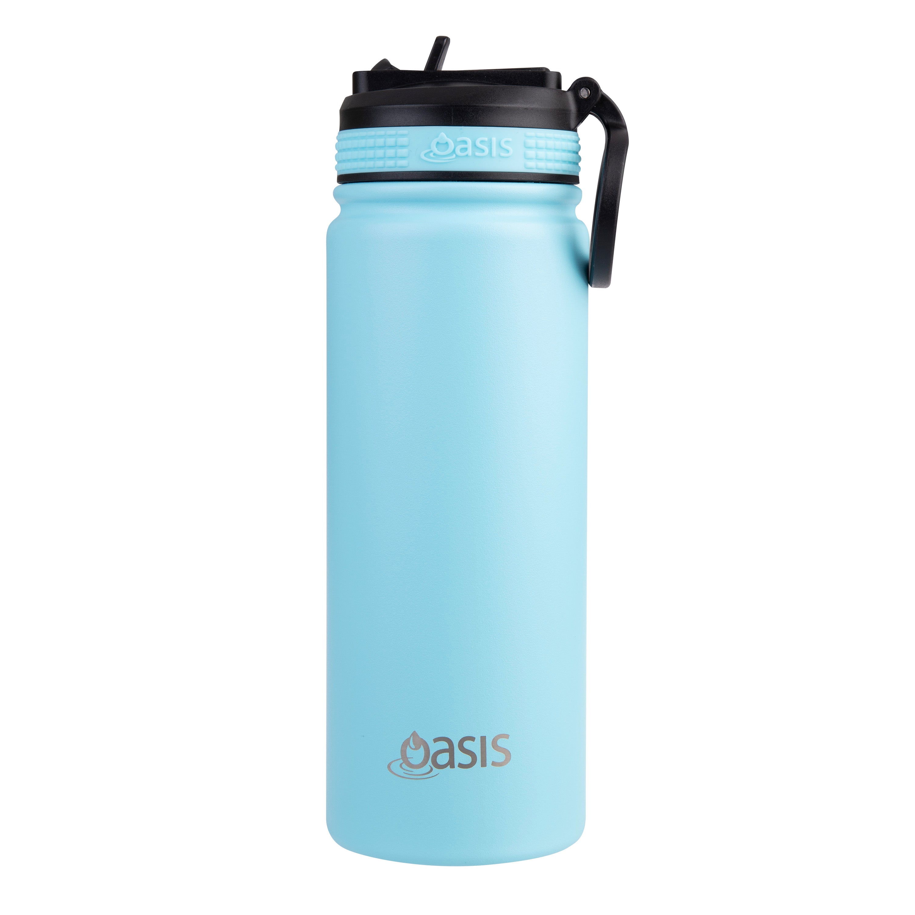 Oasis Challenger Double Wall Sports Bottle with Sipper Straw 550ml - Island Blue