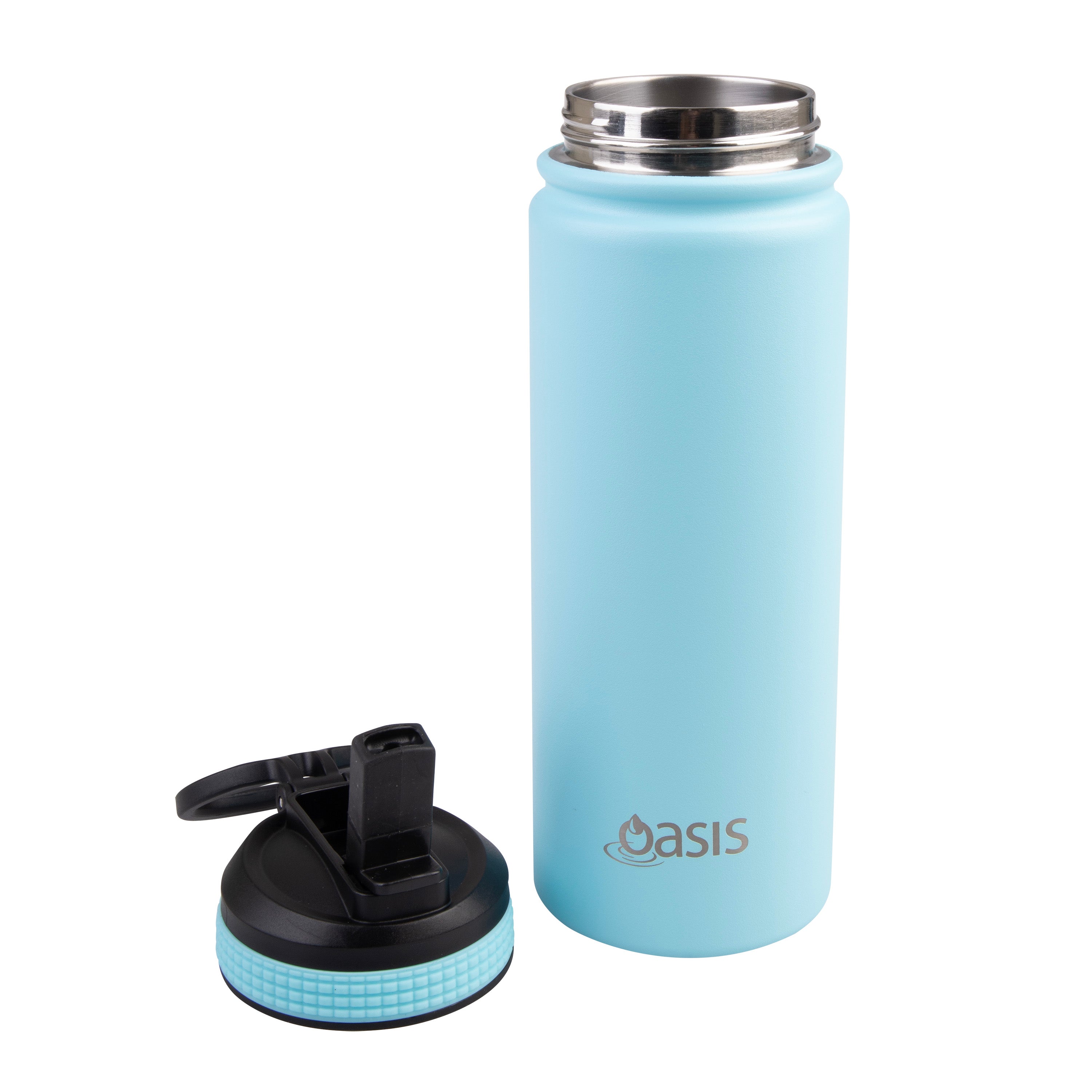 Oasis Challenger Double Wall Sports Bottle with Sipper Straw 550ml - Island Blue