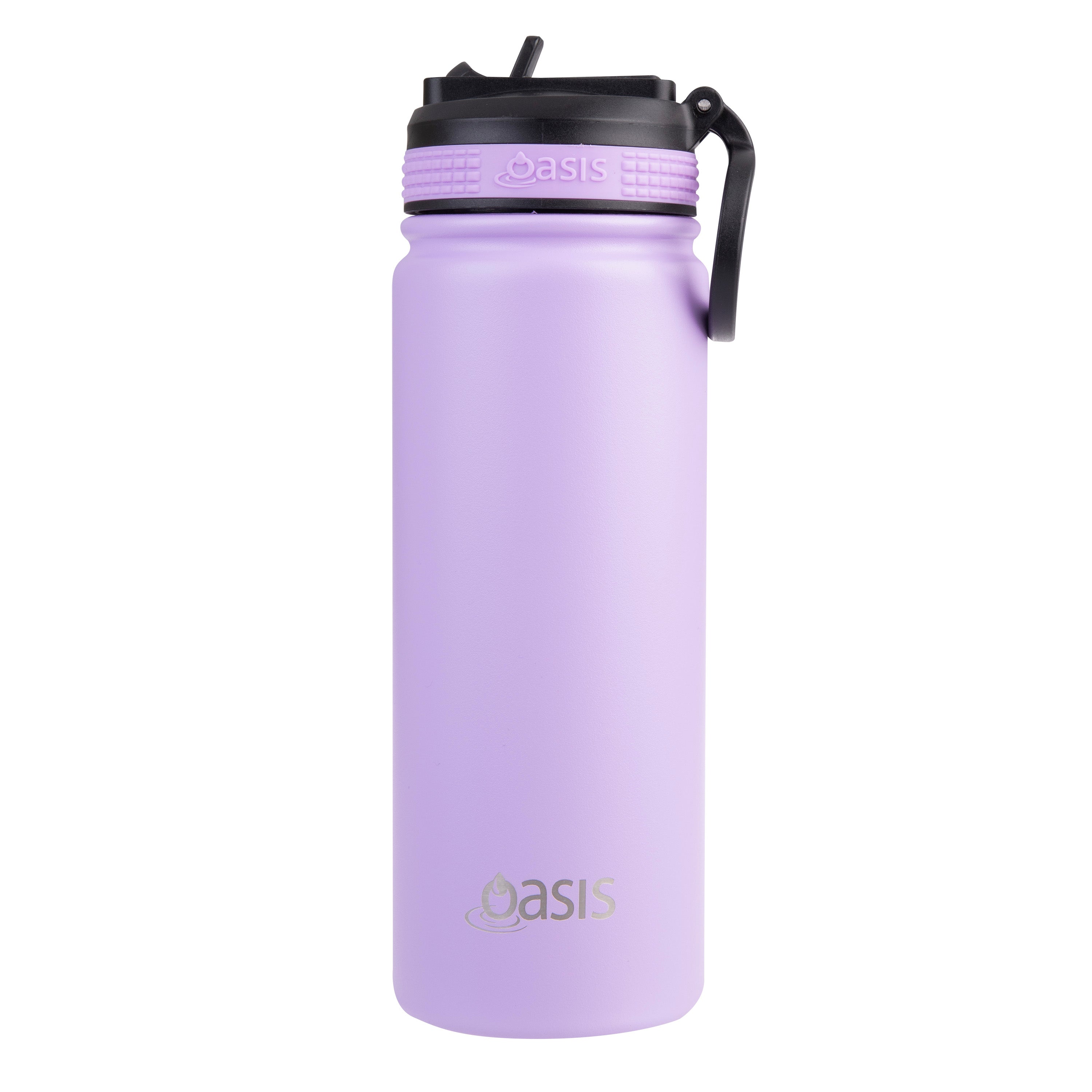 Oasis Challenger Double Wall Sports Bottle with Sipper Straw 550ml - Lavender