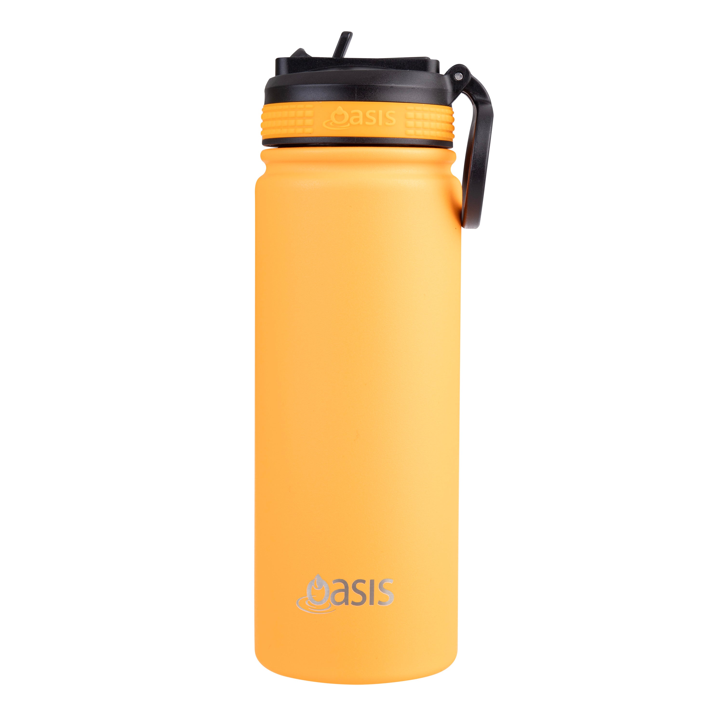 Oasis Challenger Double Wall Sports Bottle with Sipper Straw 550ml - Neon Orange