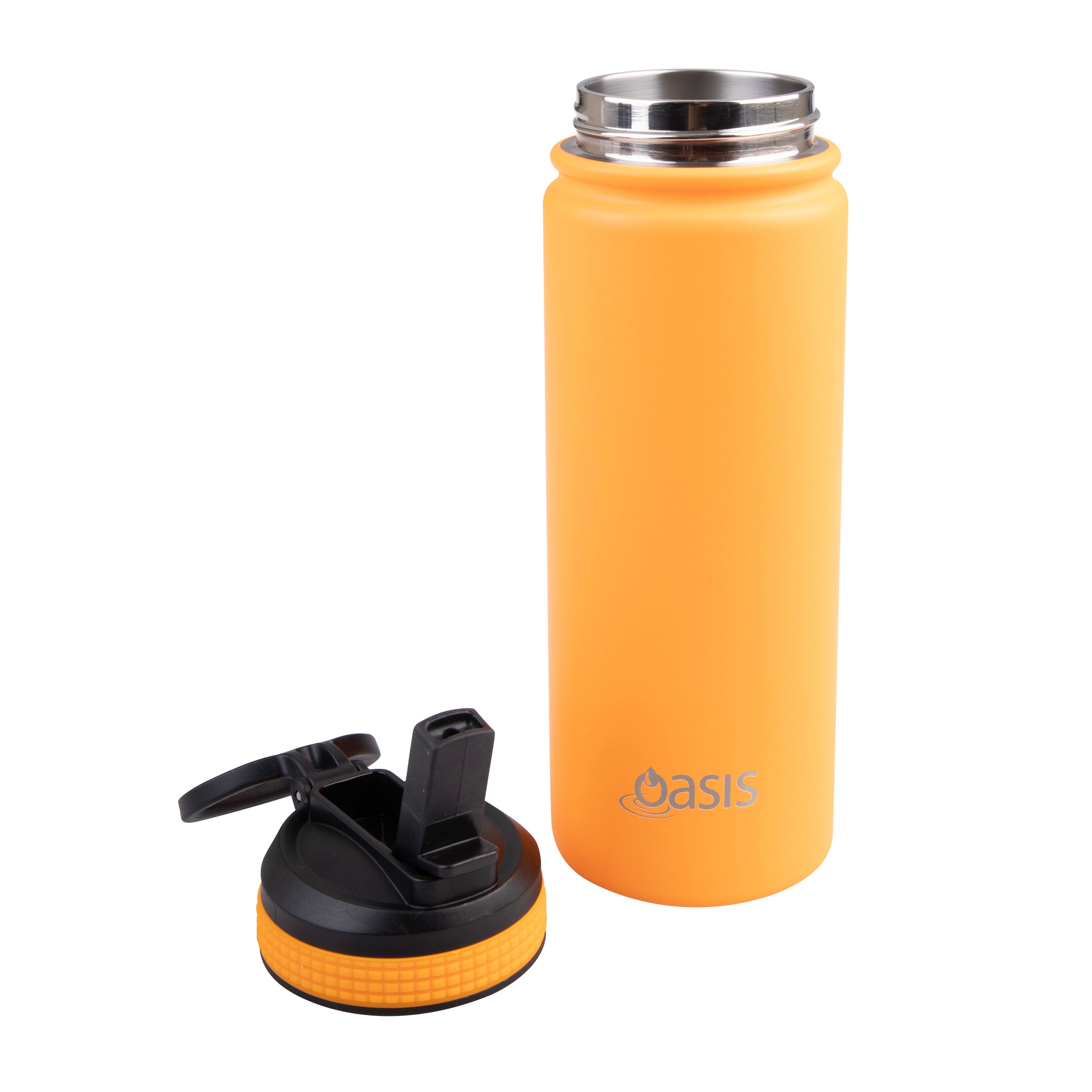 Oasis Challenger Double Wall Sports Bottle with Sipper Straw 550ml - Neon Orange