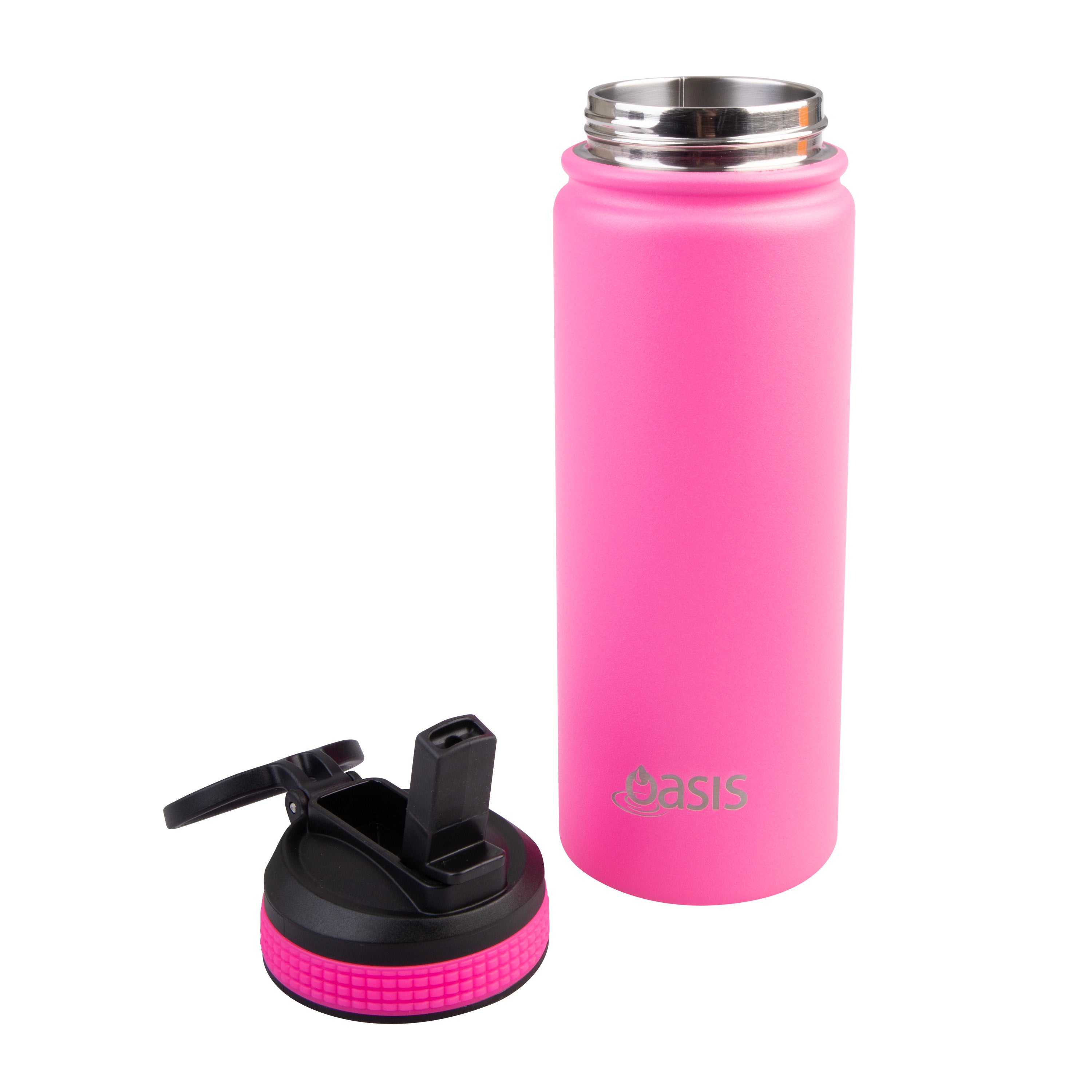 Oasis Challenger Double Wall Sports Bottle with Sipper Straw 550ml - Neon Pink