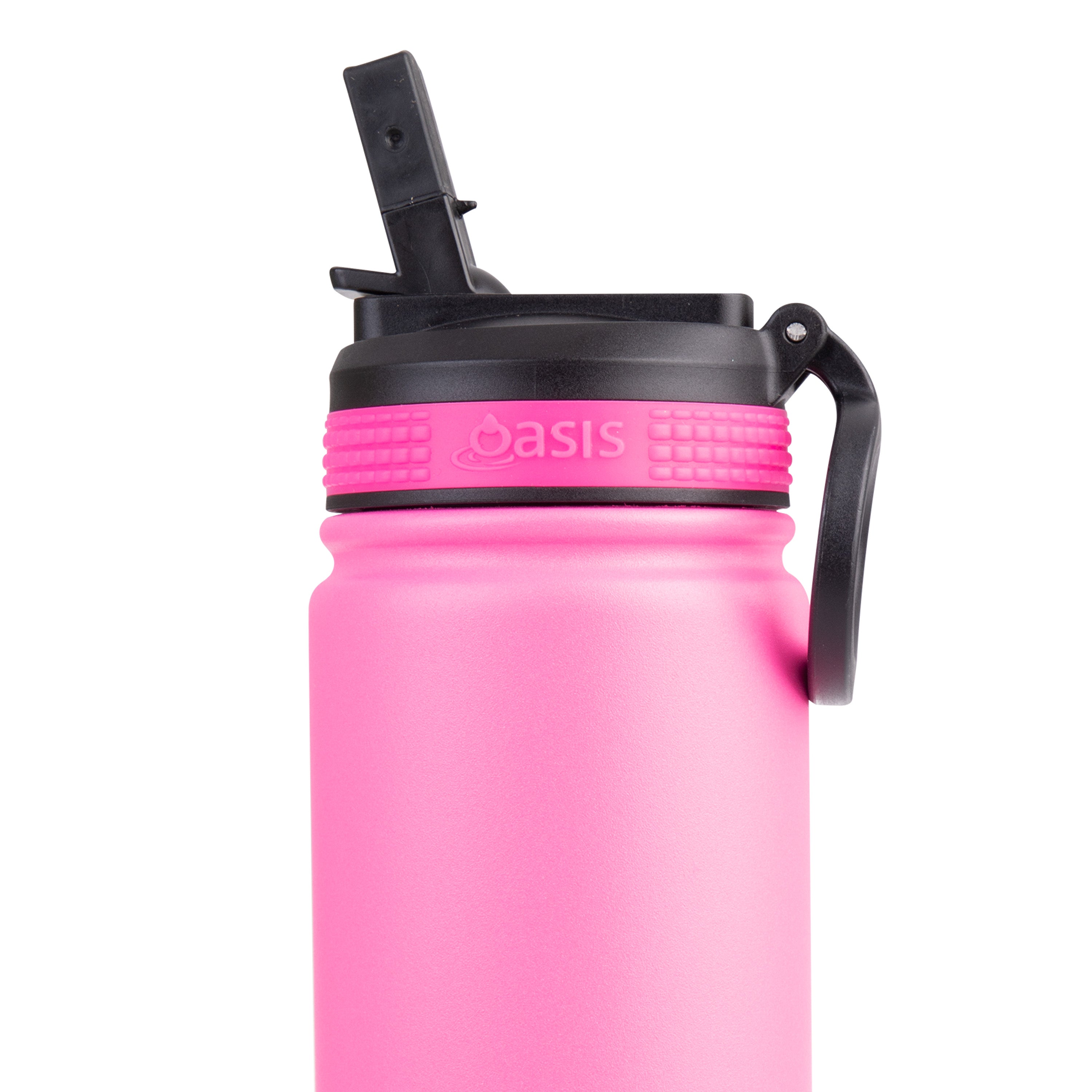 Oasis Challenger Double Wall Sports Bottle with Sipper Straw 550ml - Neon Pink
