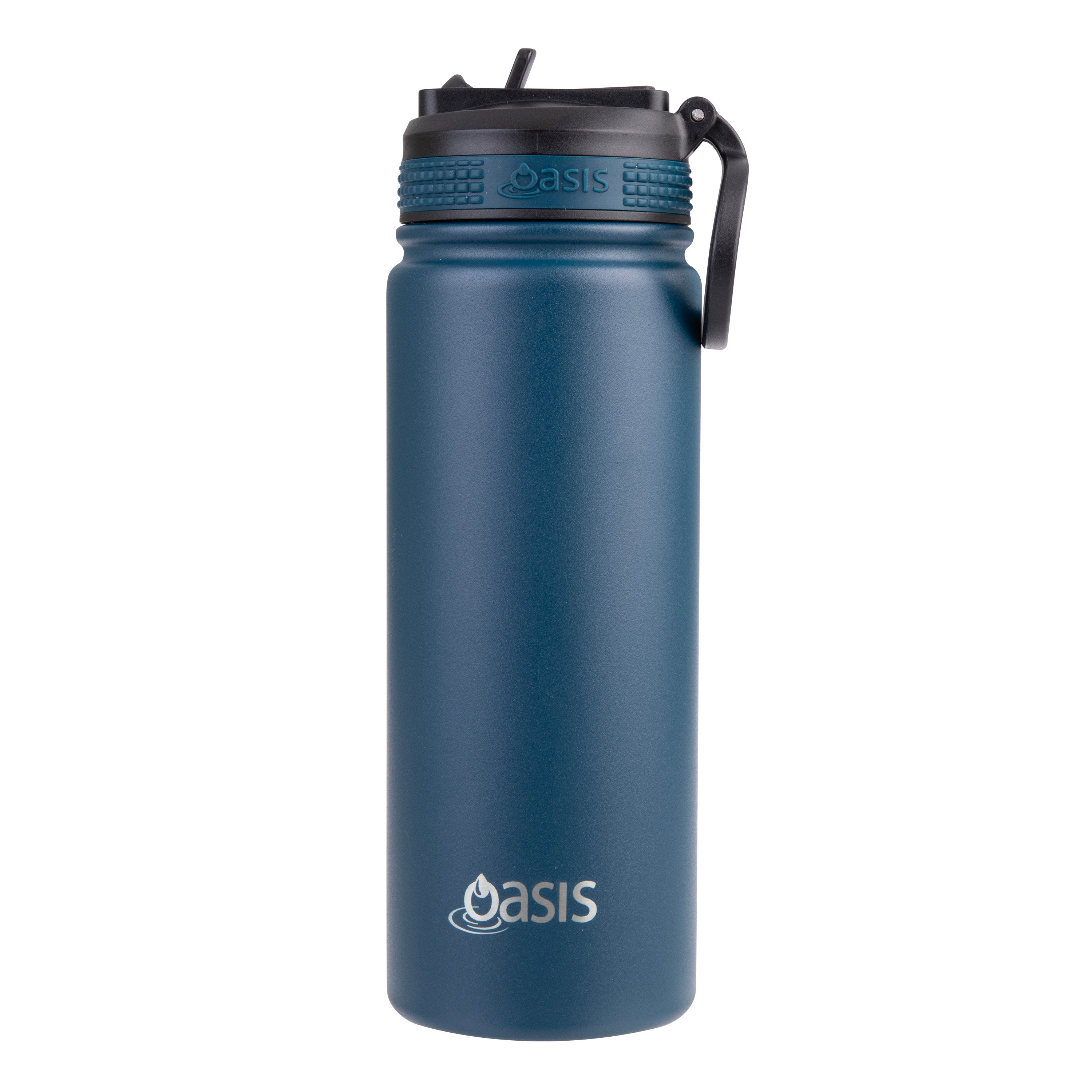 Oasis Challenger Double Wall Sports Bottle with Sipper Straw 550ml - Navy