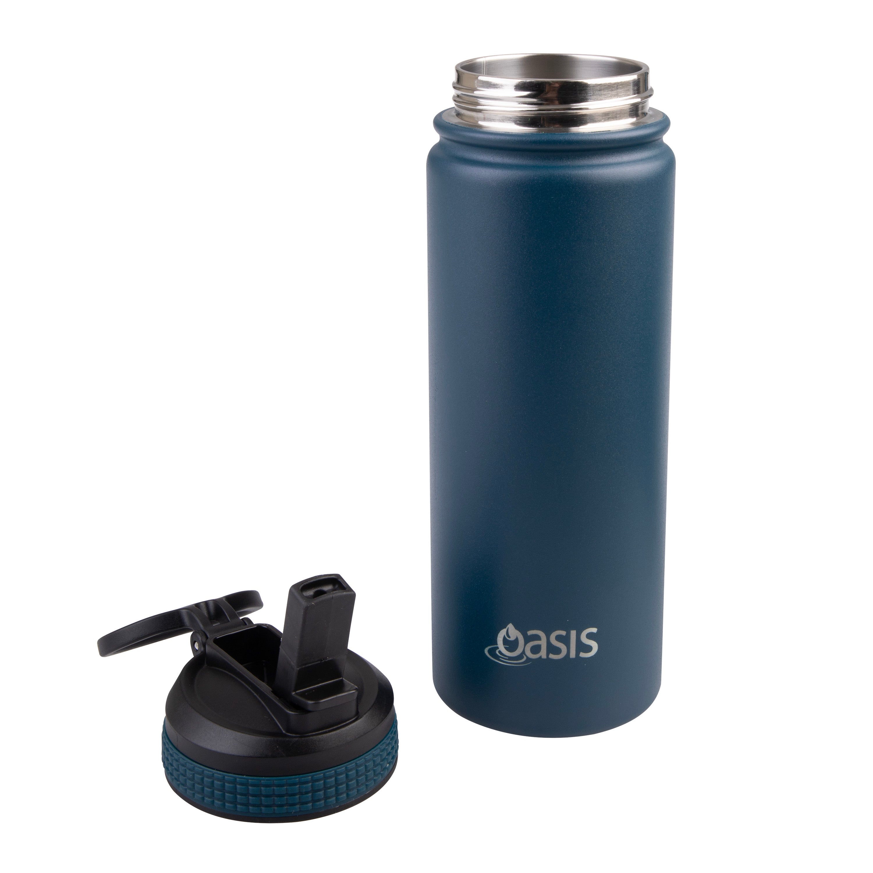 Oasis Challenger Double Wall Sports Bottle with Sipper Straw 550ml - Navy