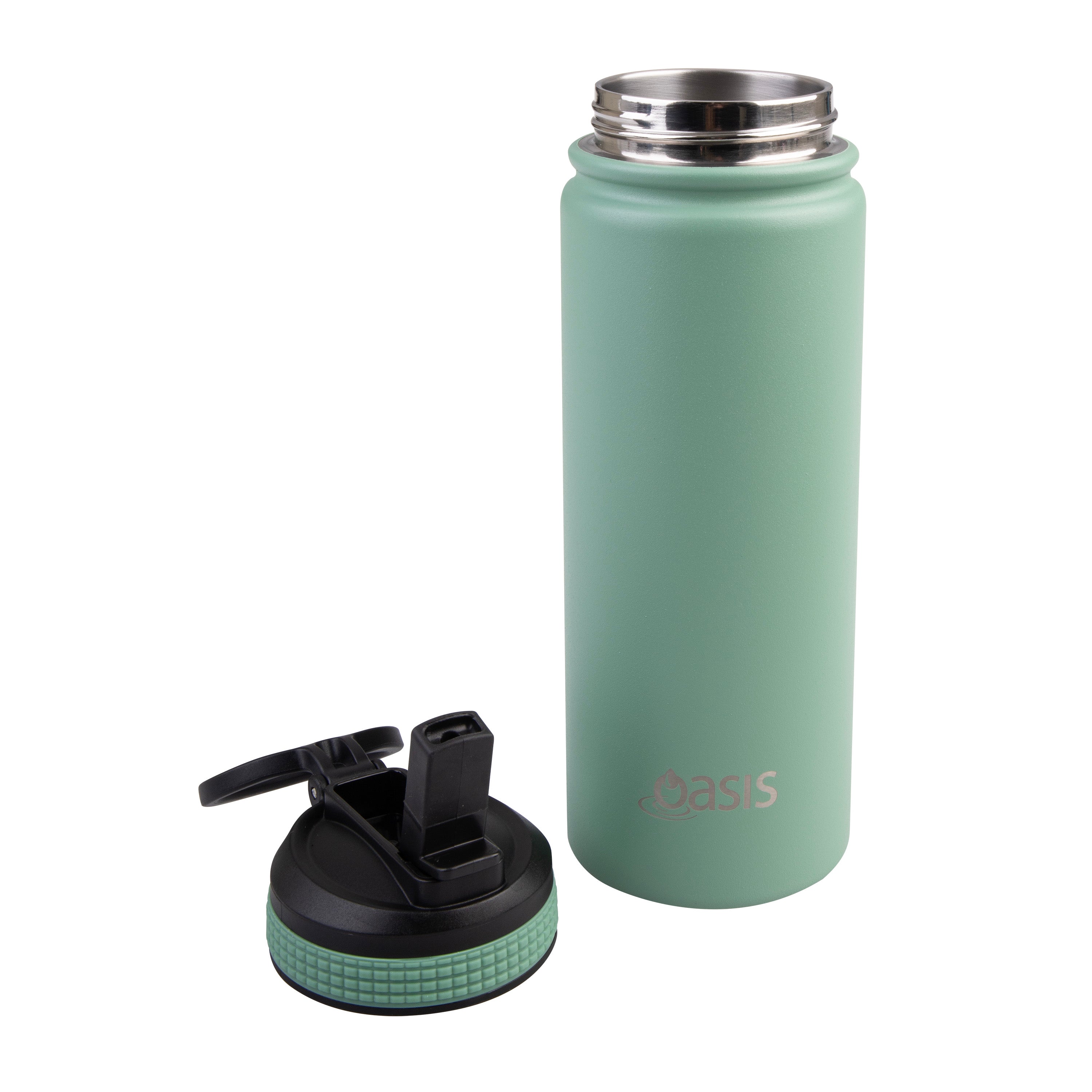 Oasis Challenger Double Wall Sports Bottle with Sipper Straw 550ml - Sage Green