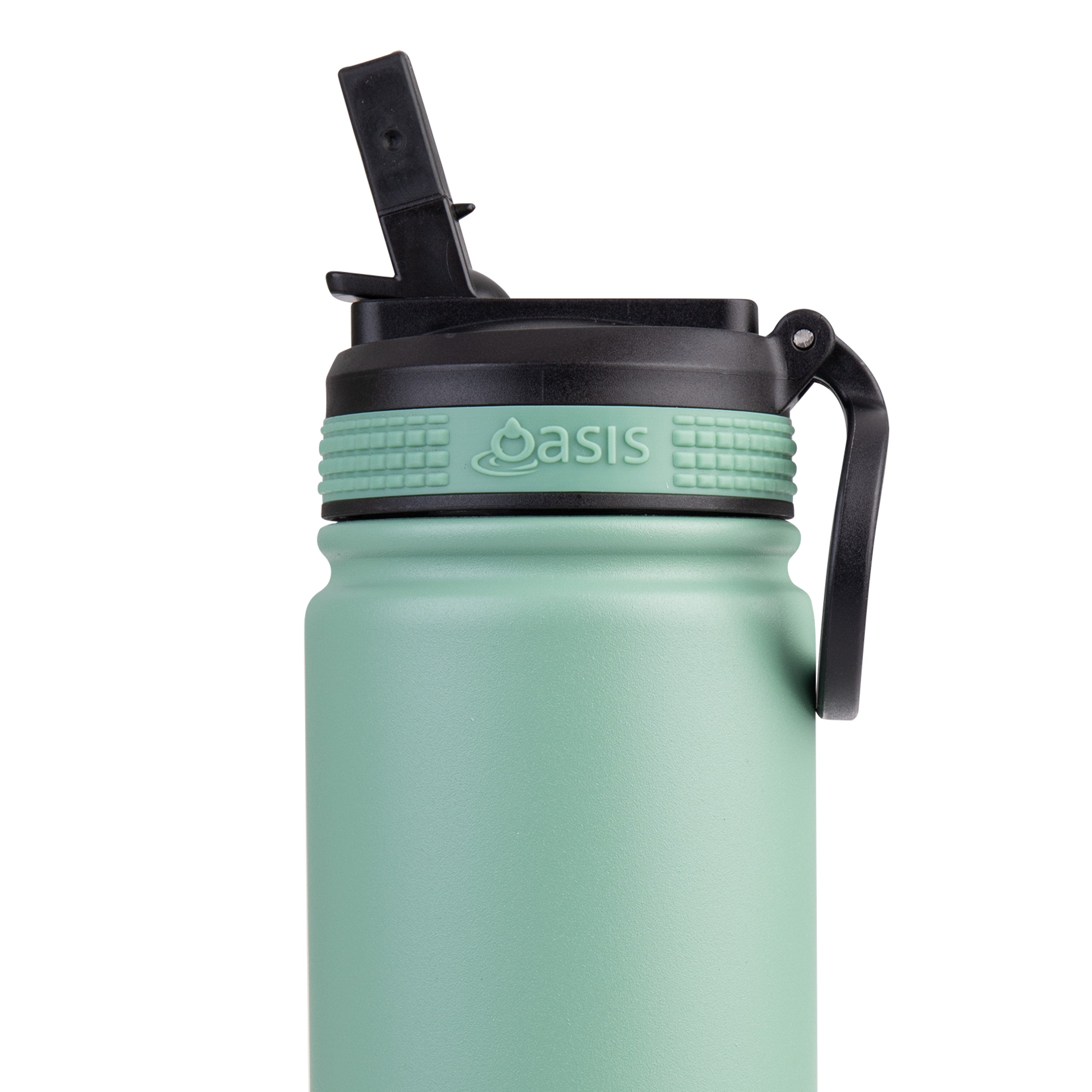 Oasis Challenger Double Wall Sports Bottle with Sipper Straw 550ml - Sage Green