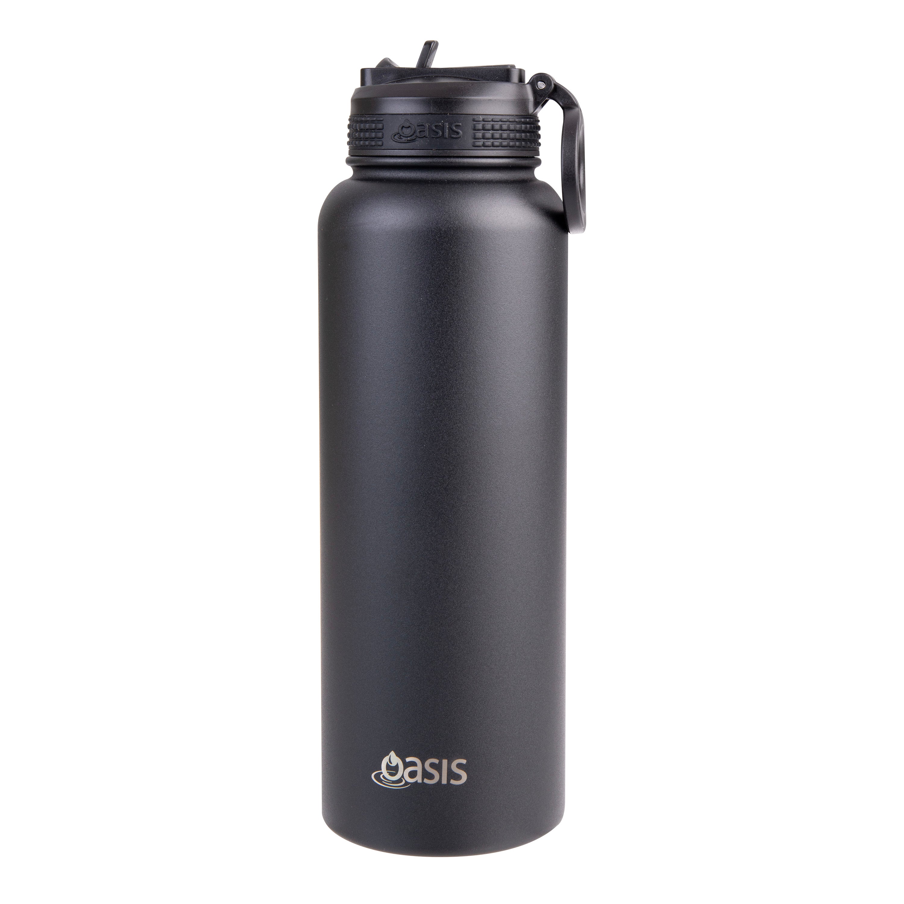 Oasis Challenger Double Wall Sports Bottle with Sipper Straw 1.1L - Black