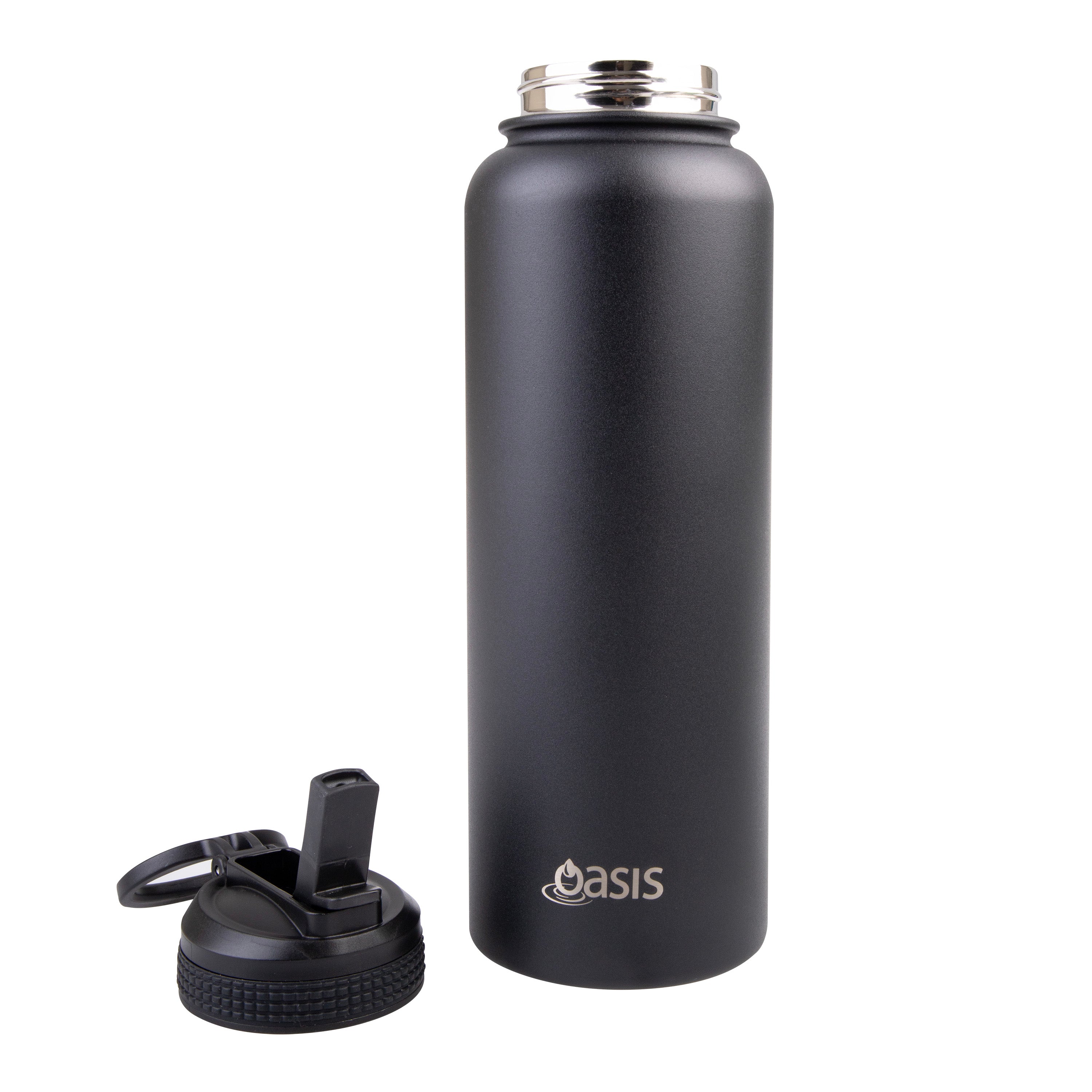 Oasis Challenger Double Wall Sports Bottle with Sipper Straw 1.1L - Black
