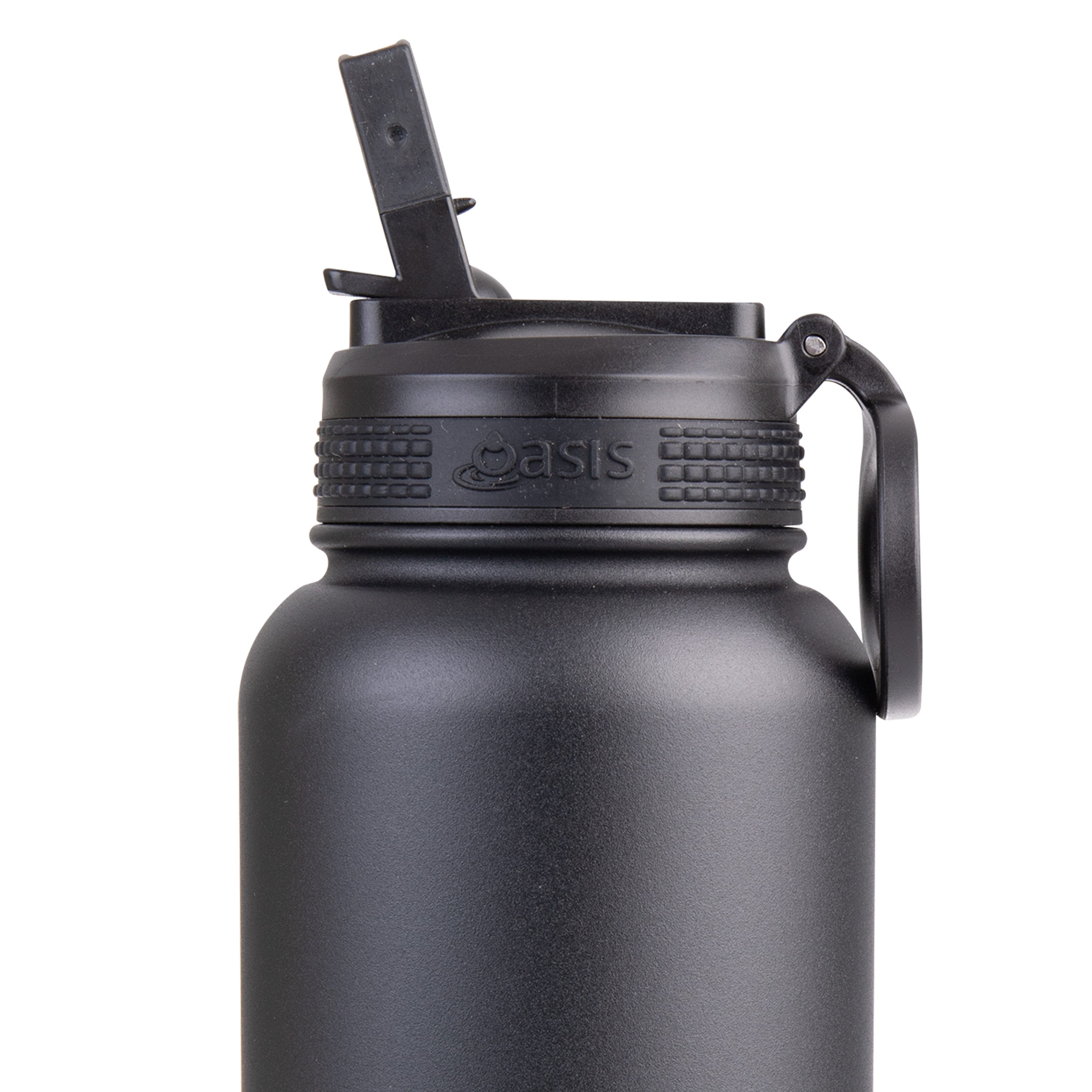 Oasis Challenger Double Wall Sports Bottle with Sipper Straw 1.1L - Black