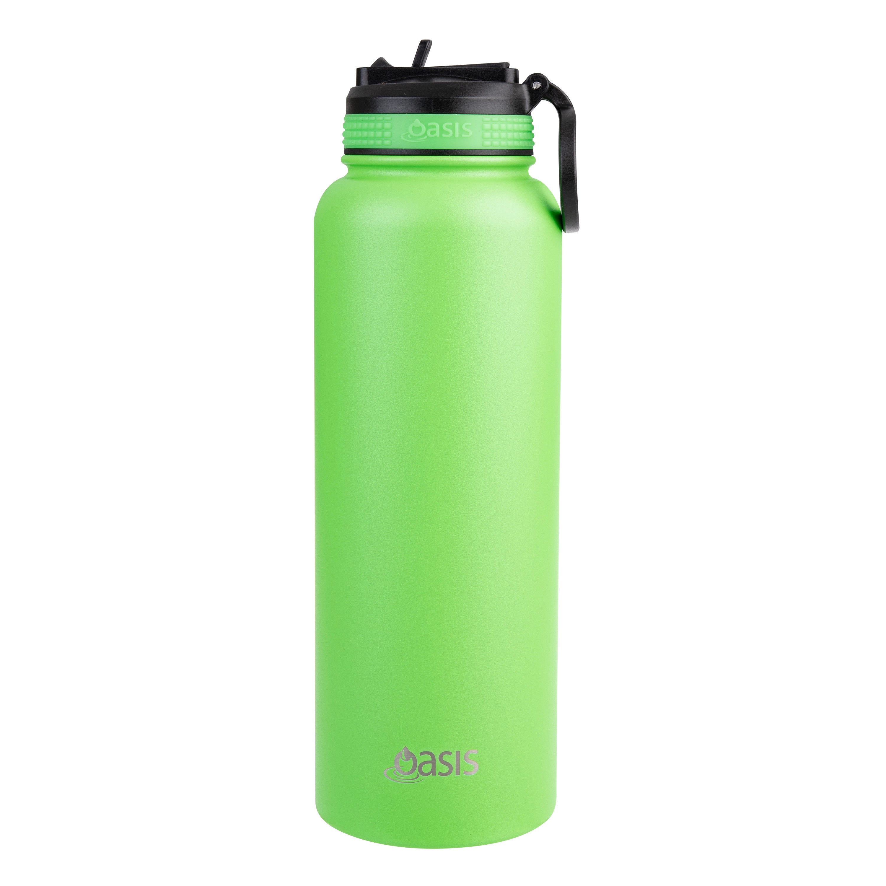Oasis Challenger Double Wall Sports Bottle with Sipper Straw 1.1L - Neon Green