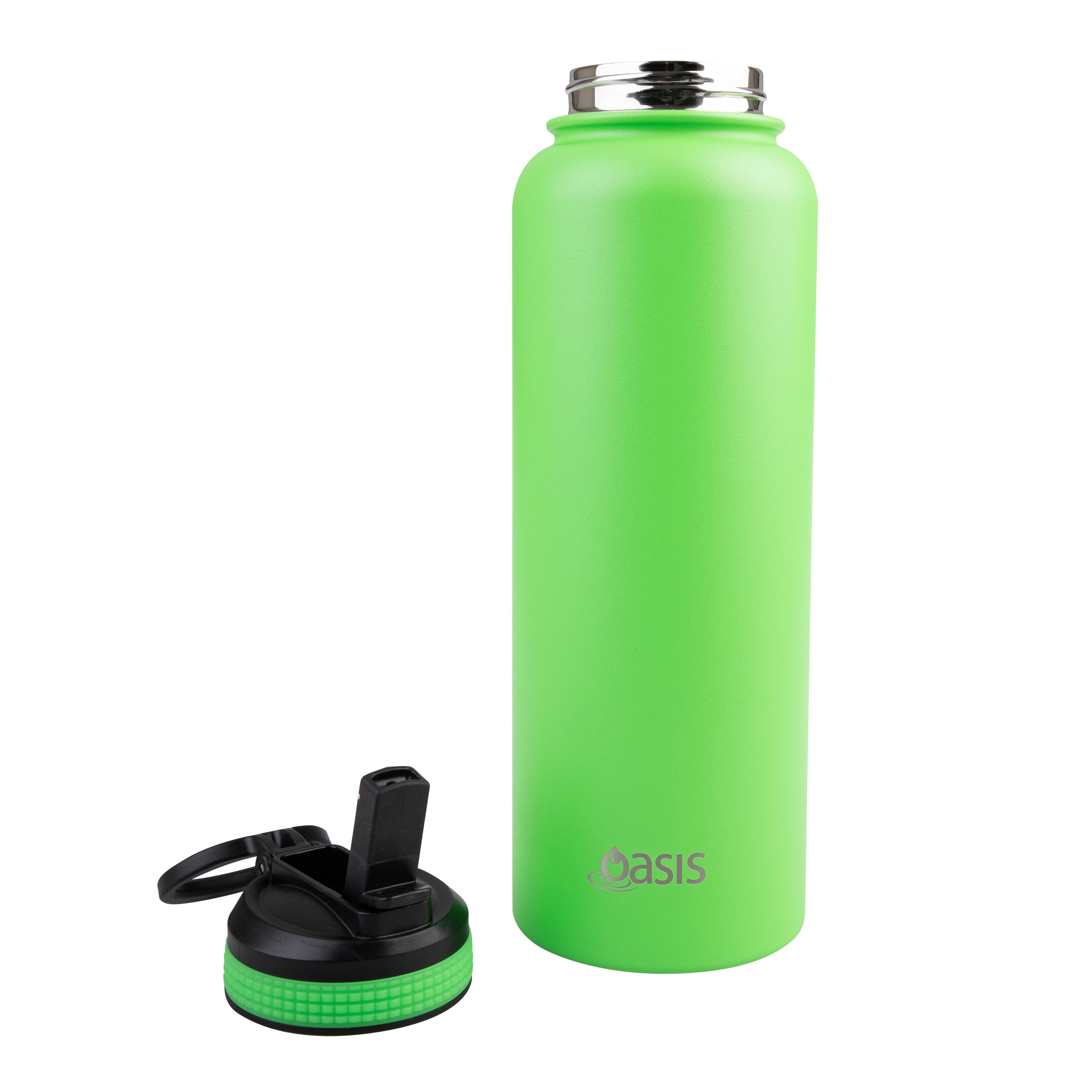 Oasis Challenger Double Wall Sports Bottle with Sipper Straw 1.1L - Neon Green