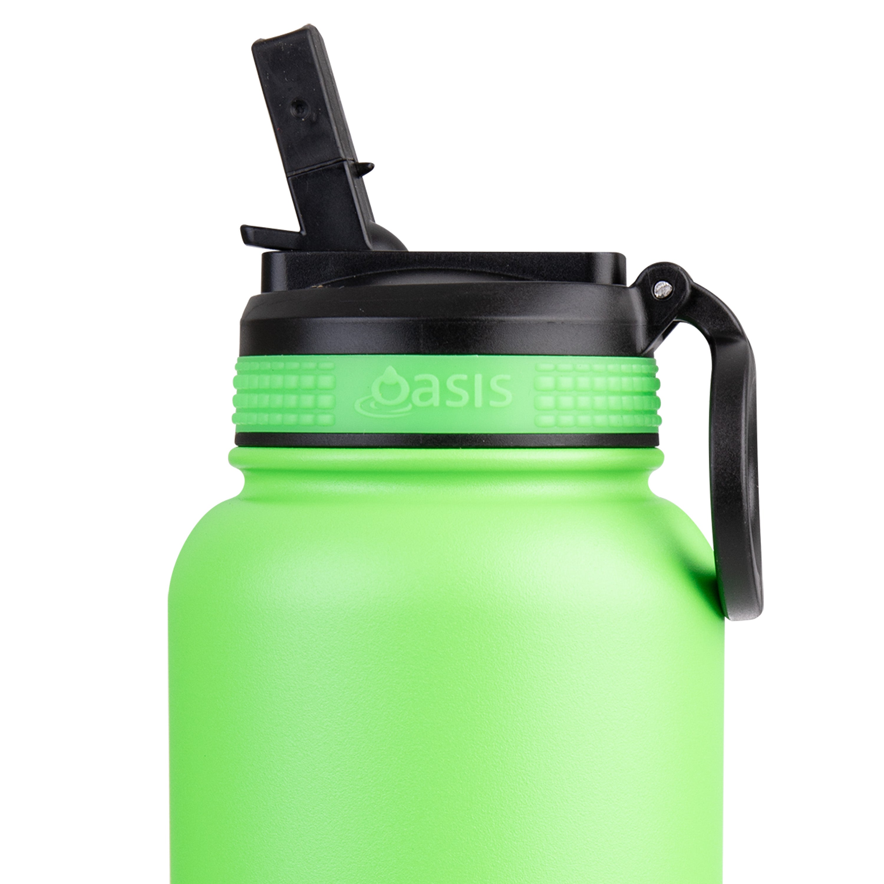 Oasis Challenger Double Wall Sports Bottle with Sipper Straw 1.1L - Neon Green
