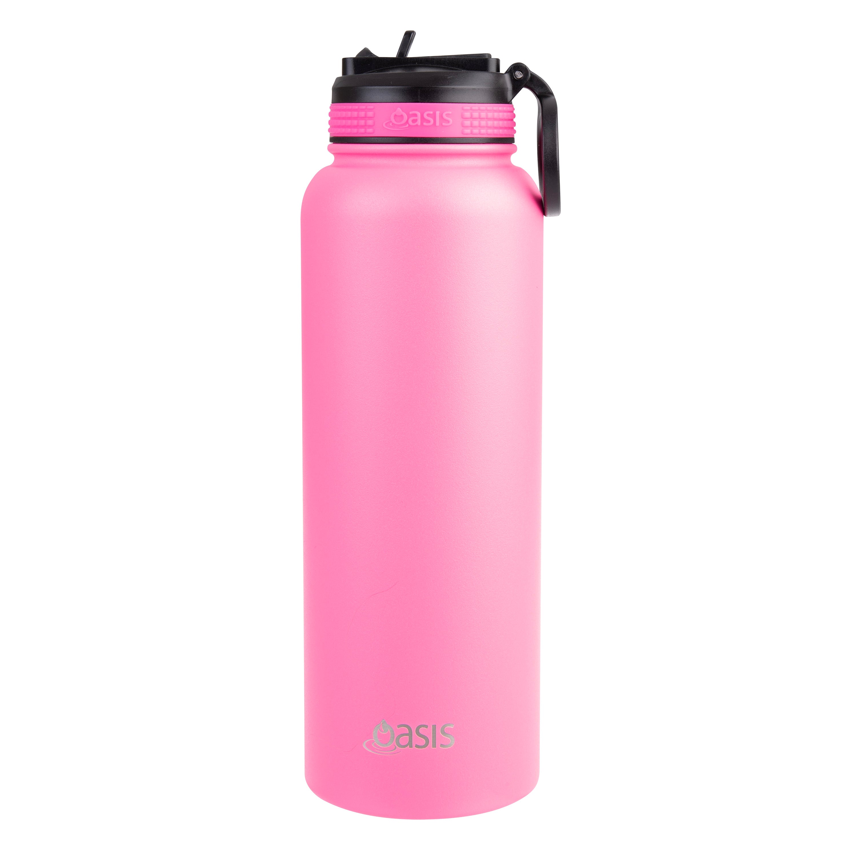 Oasis Challenger Double Wall Sports Bottle with Sipper Straw 1.1L - Neon Pink