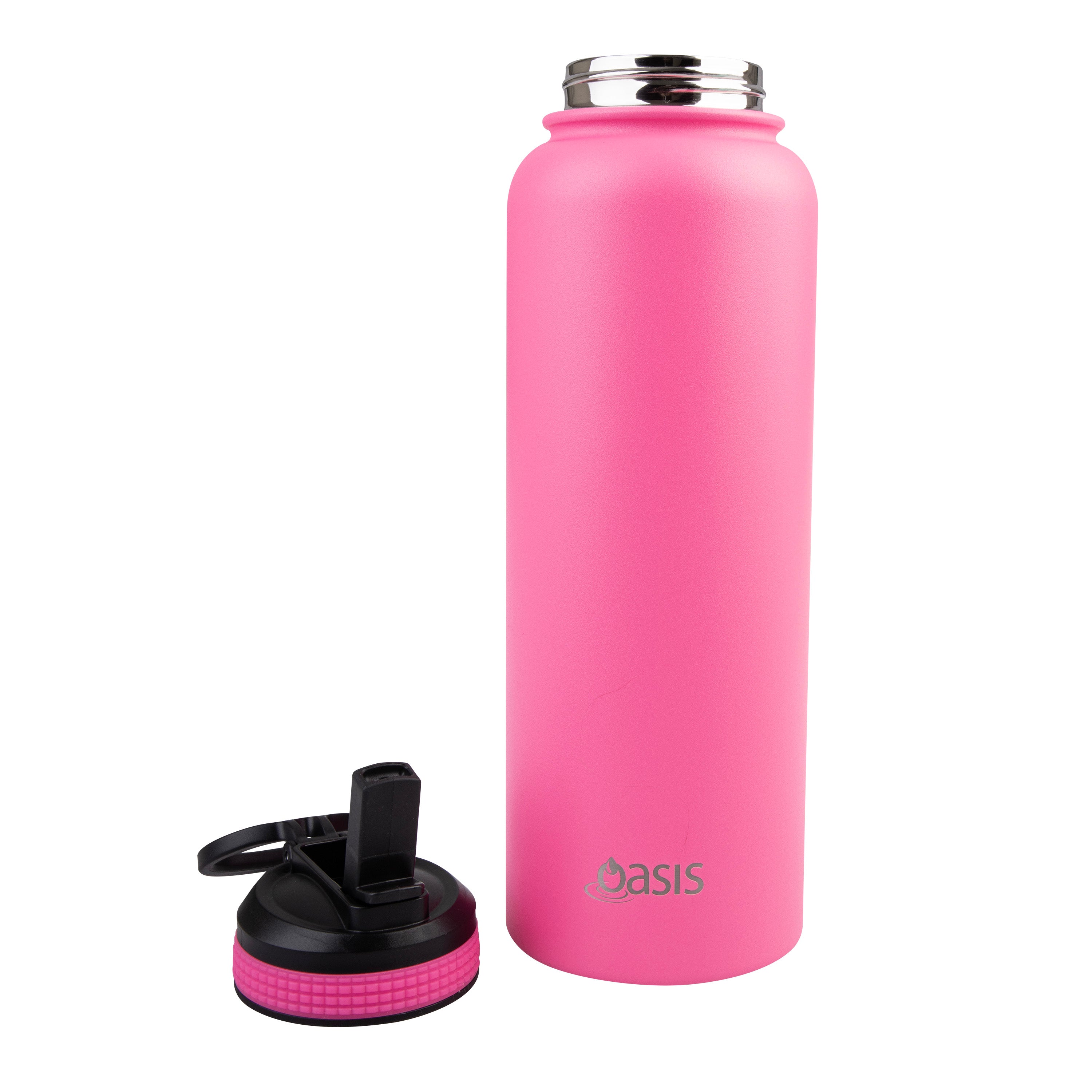 Oasis Challenger Double Wall Sports Bottle with Sipper Straw 1.1L - Neon Pink