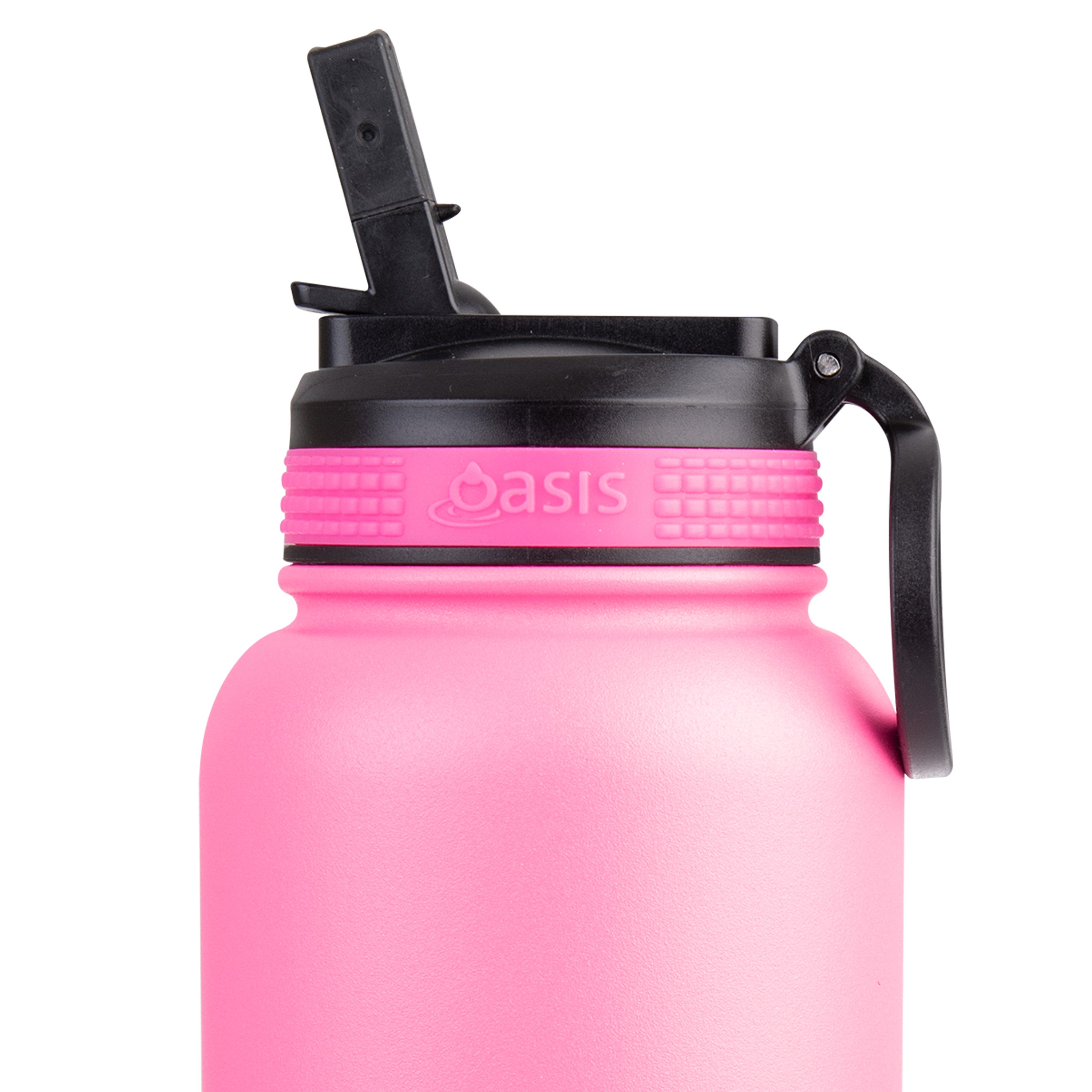 Oasis Challenger Double Wall Sports Bottle with Sipper Straw 1.1L - Neon Pink