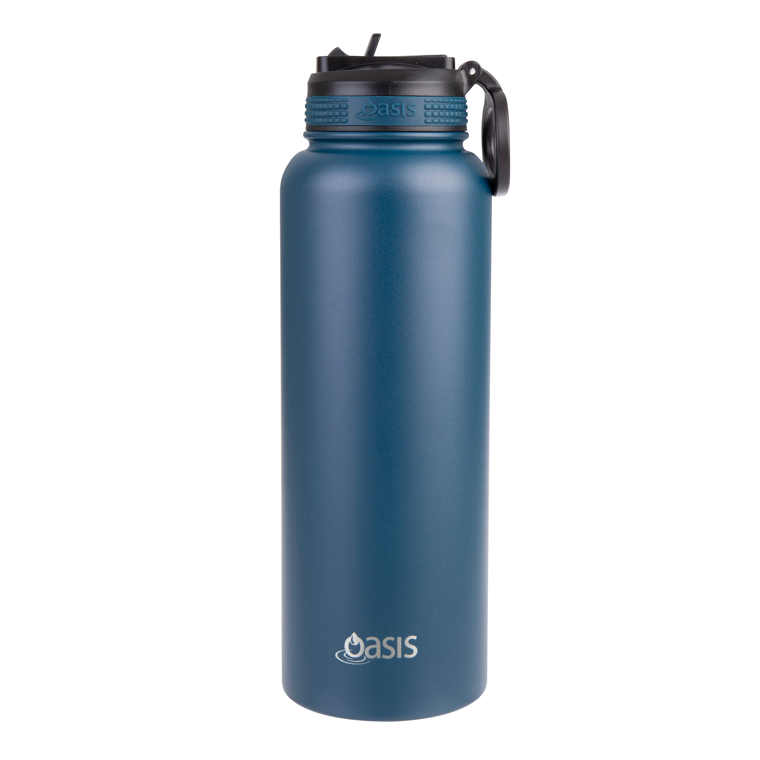 Oasis Challenger Double Wall Sports Bottle with Sipper Straw 1.1L - Navy