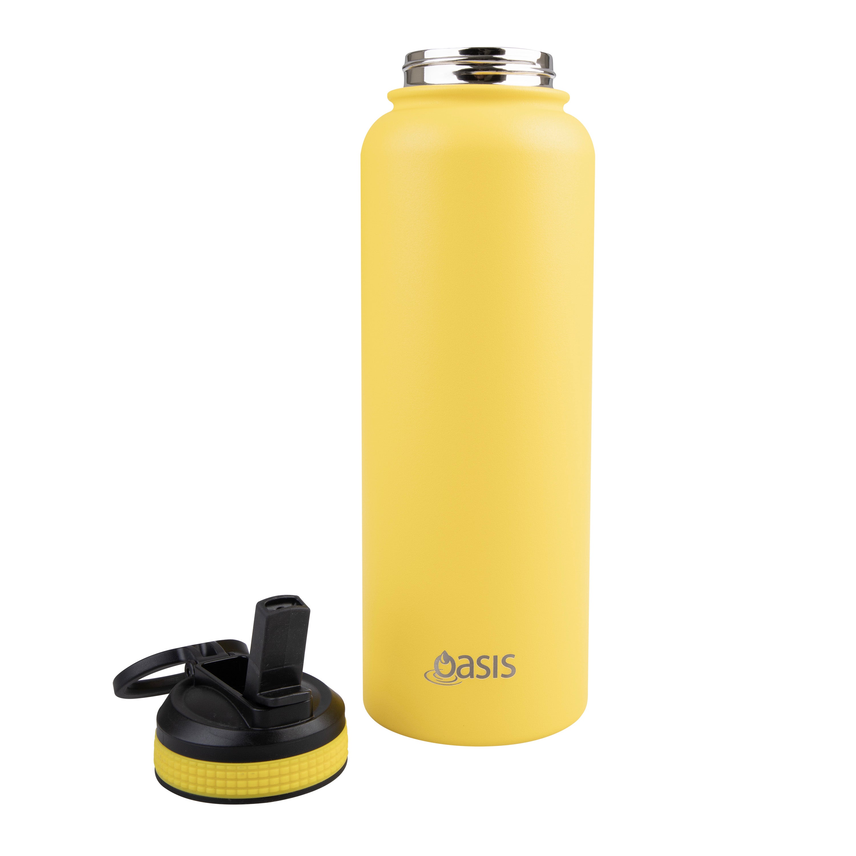 Oasis Challenger Double Wall Sports Bottle with Sipper Straw 1.1L - Neon Yellow