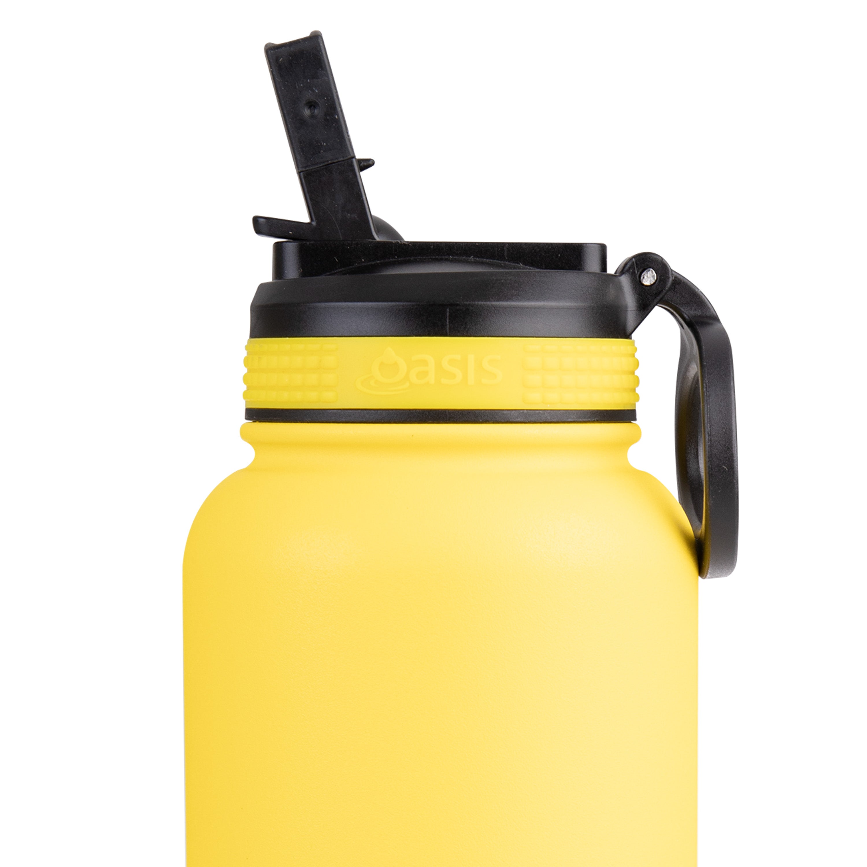 Oasis Challenger Double Wall Sports Bottle with Sipper Straw 1.1L - Neon Yellow