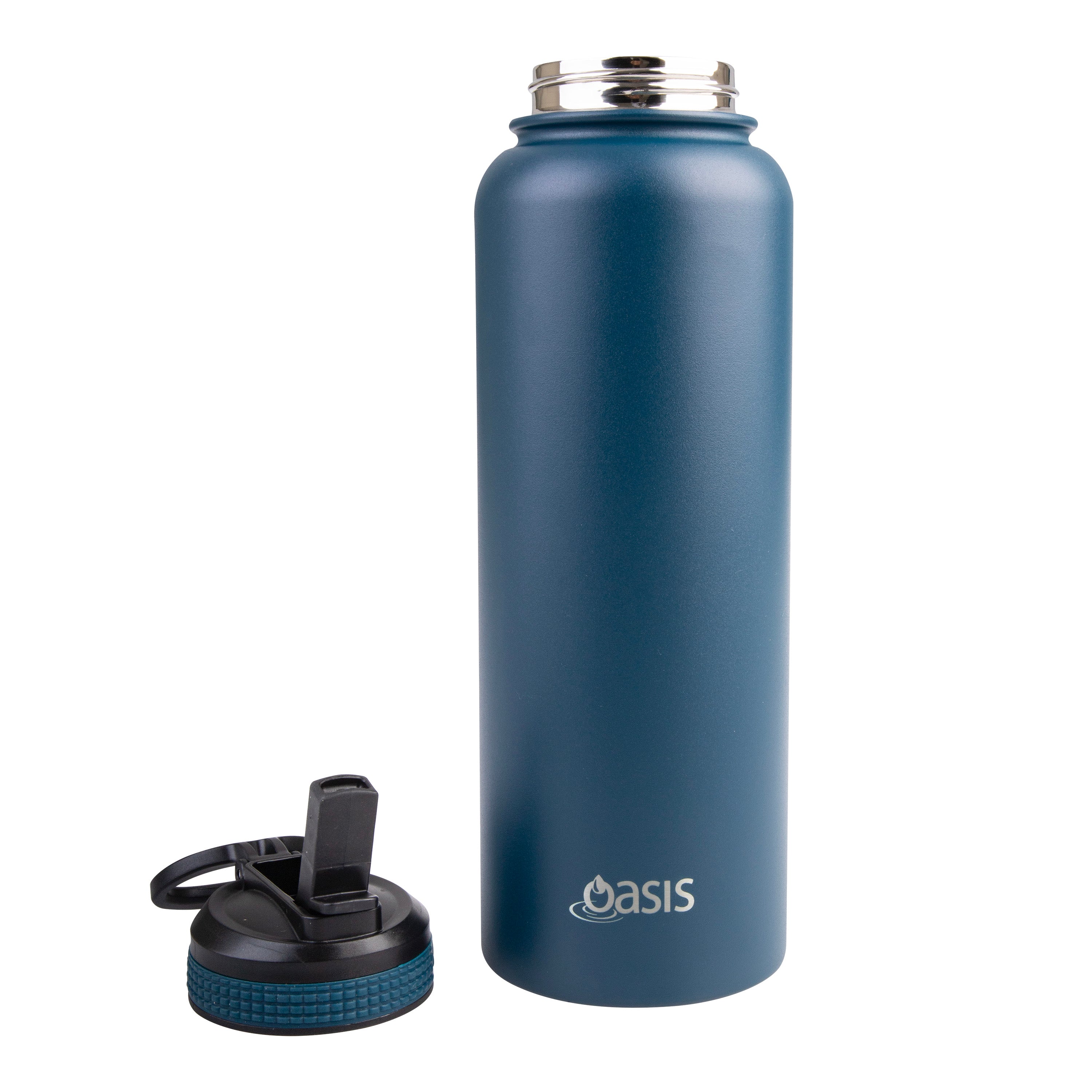 Oasis Challenger Double Wall Sports Bottle with Sipper Straw 1.1L - Navy