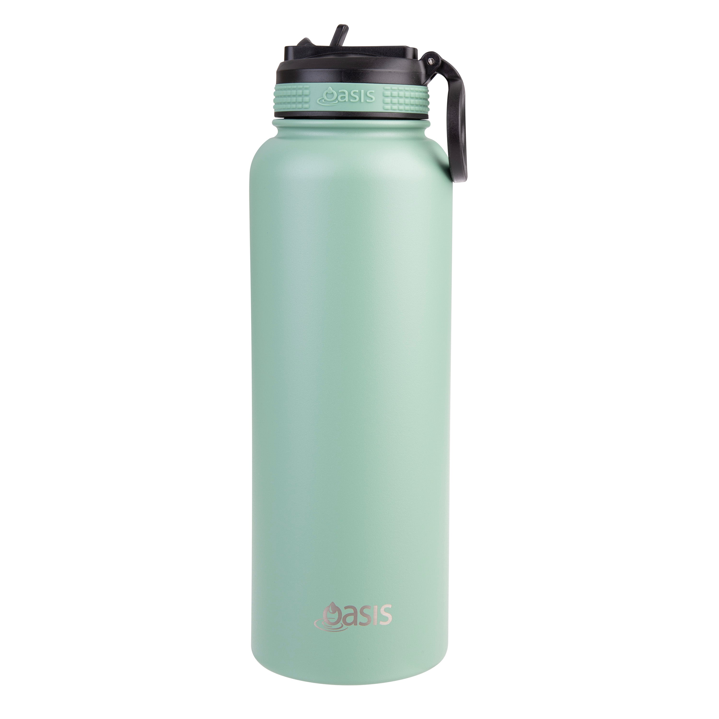 Oasis Challenger Double Wall Sports Bottle with Sipper Straw 1.1L - Sage Green