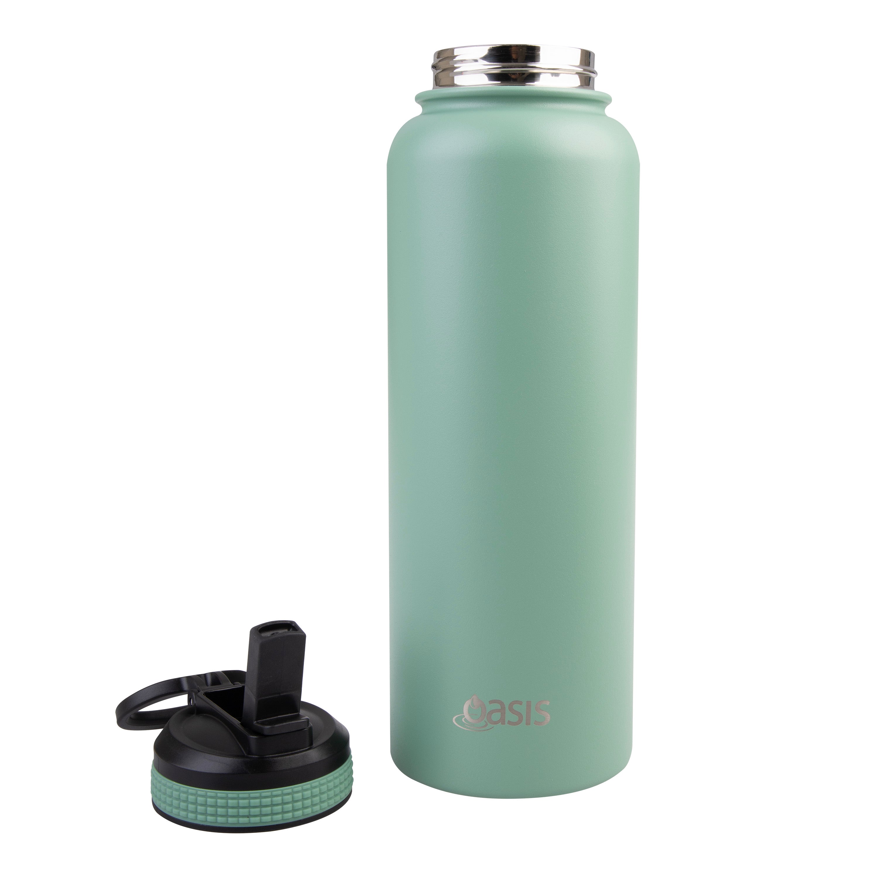Oasis Challenger Double Wall Sports Bottle with Sipper Straw 1.1L - Sage Green