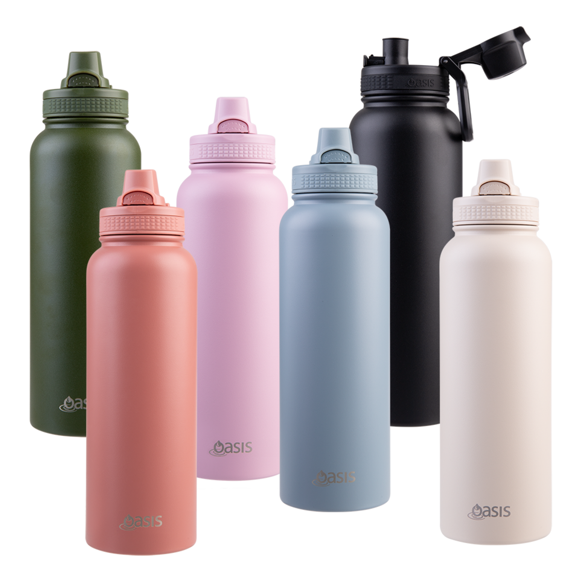 Oasis Challenger Double Wall Sports Bottle Quick Release 1.1L - Hazy Blue