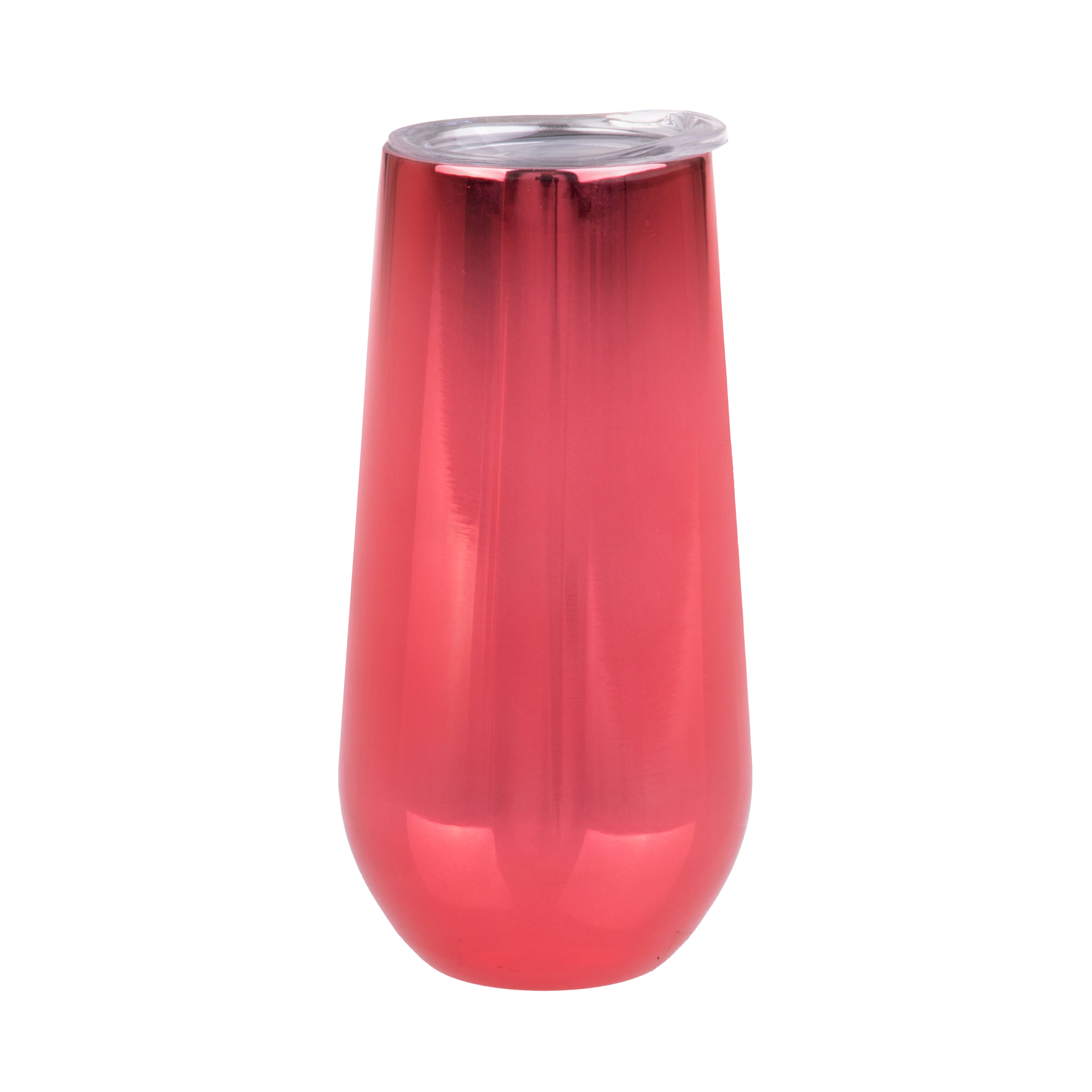 Oasis Stainless Steel Double Wall Champagne Flute 180ml - Mirror Ruby