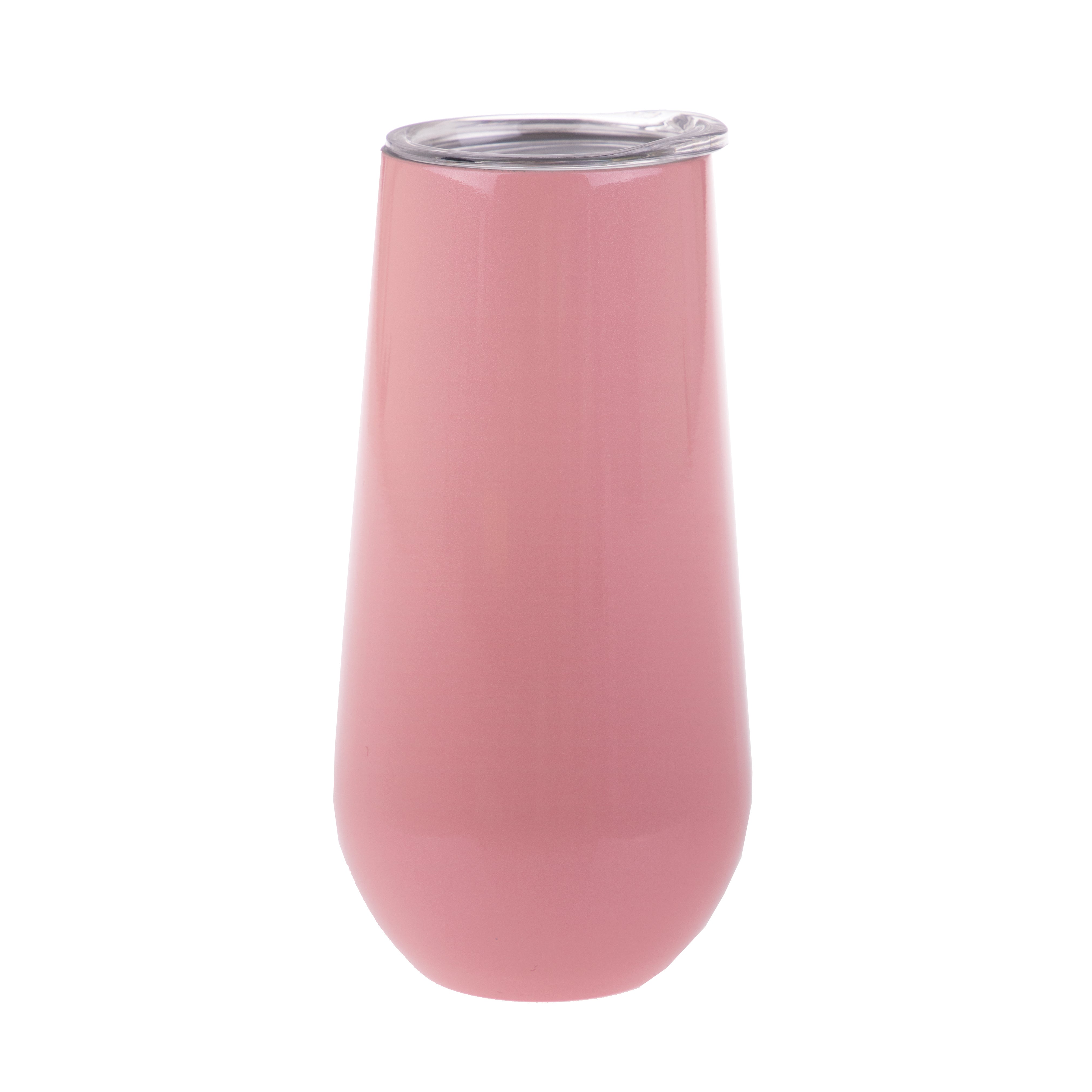 Oasis Stainless Steel Double Wall Champagne Flute 180ml - Soft Pink