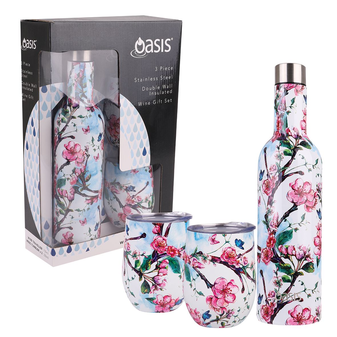 Oasis 3-Piece Wine Travel Set - Blossom
