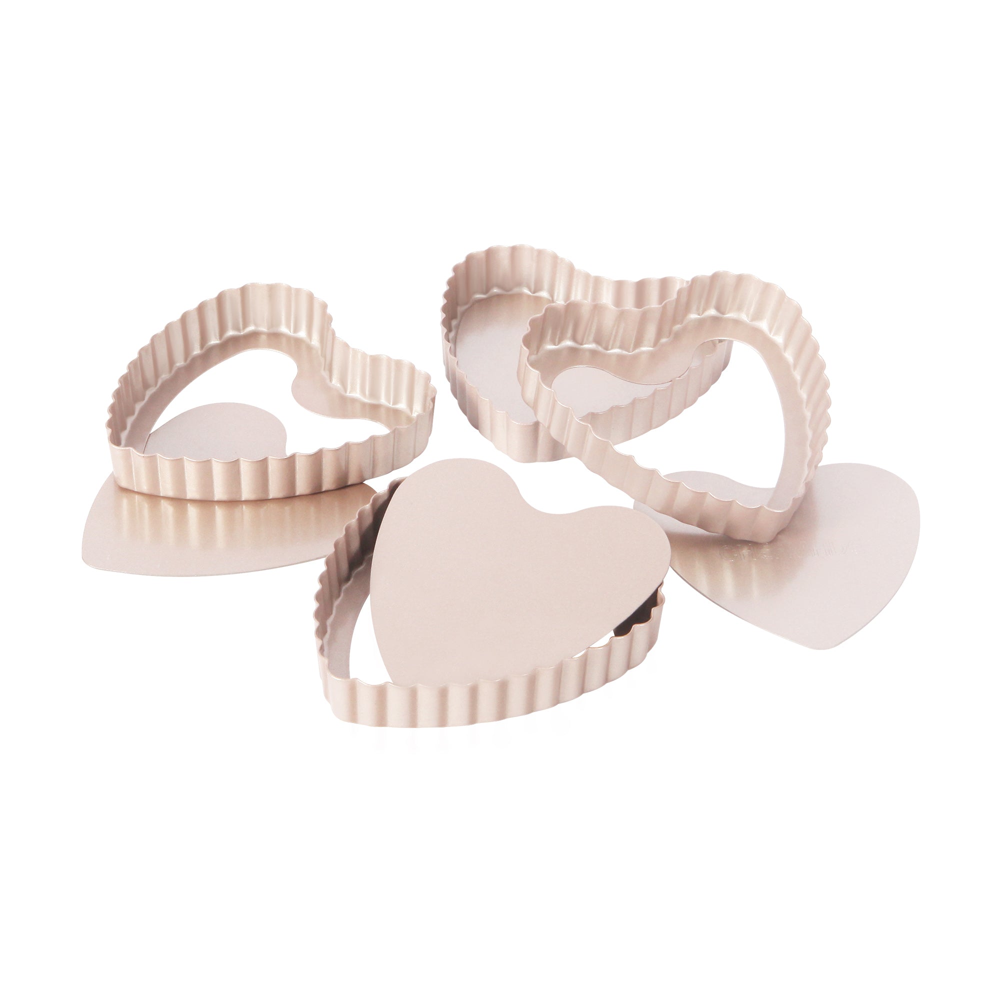 CHEFMADE Mini Heart Tart Pan with Loose Base Set of 4 (WK9025-4)