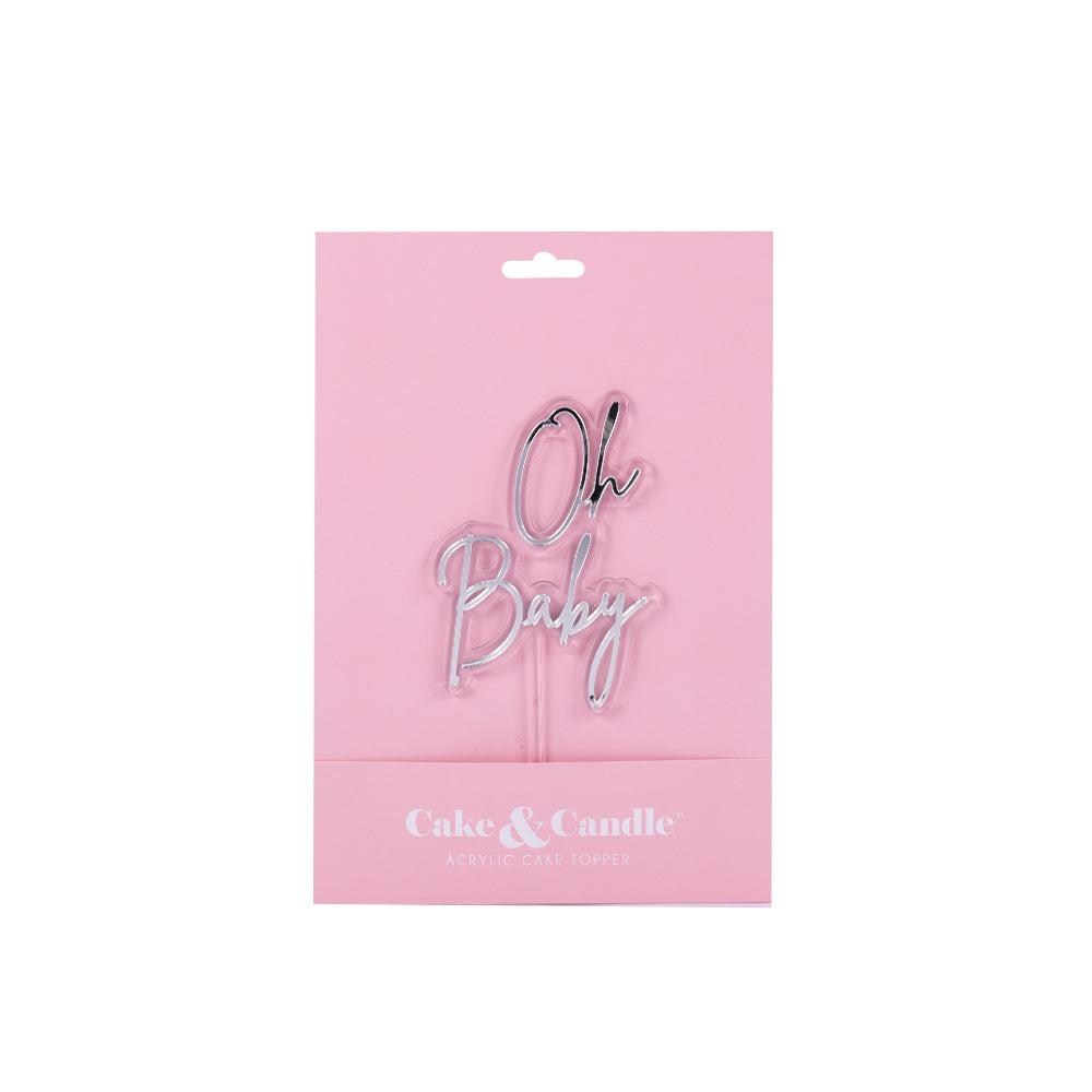 Cake & Candle Silver & Clear Layered Cake Topper Oh Baby