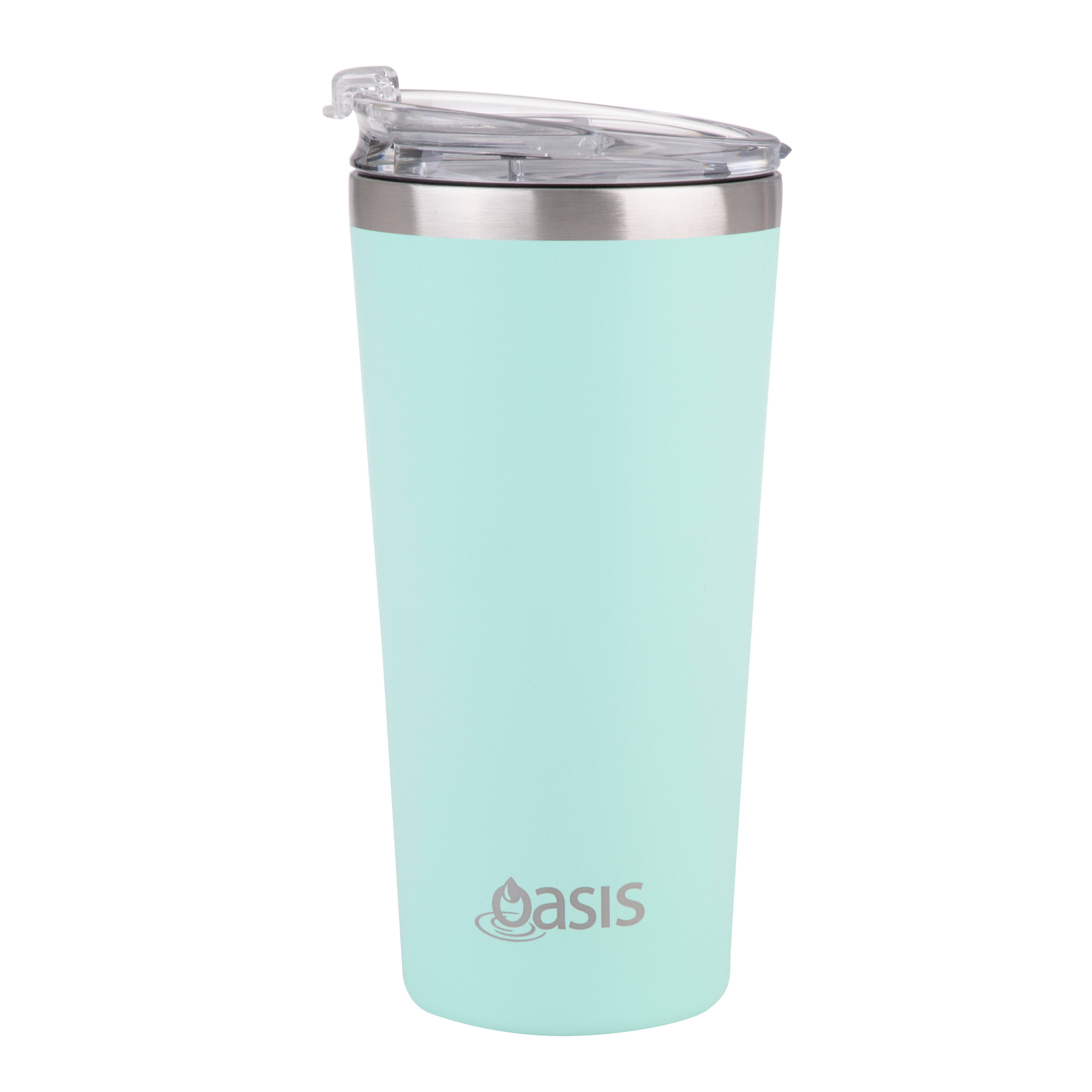 Oasis Stainless Steel Double Wall Travel Mug 480ml - Mint